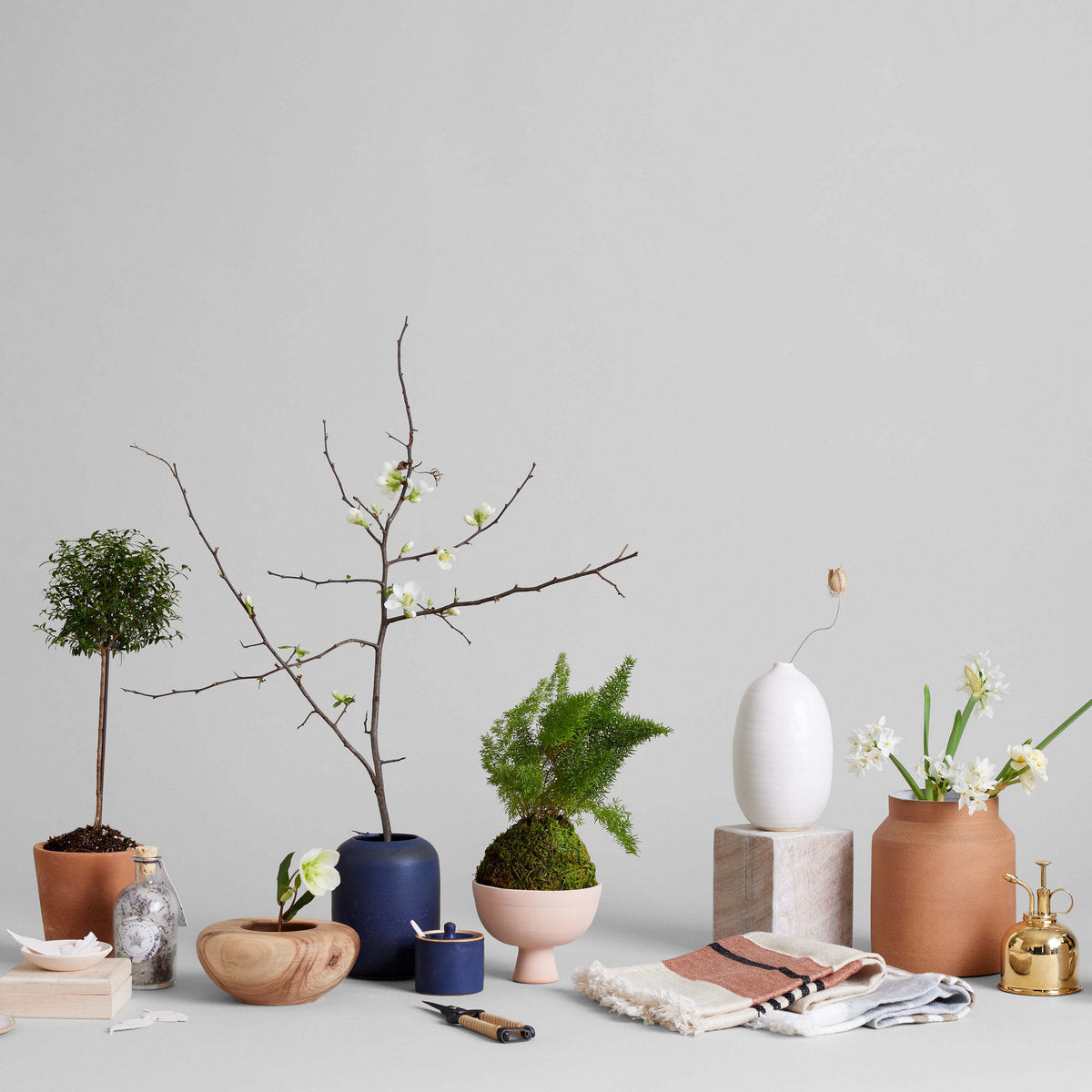 White flower vase for single stems, branches, and loose sprays
