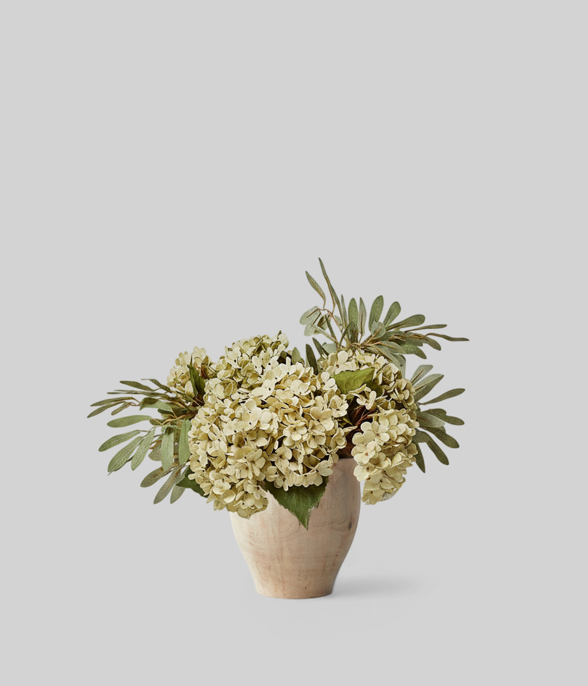 Margot faux green hydrangea bouquet with airy willow stems