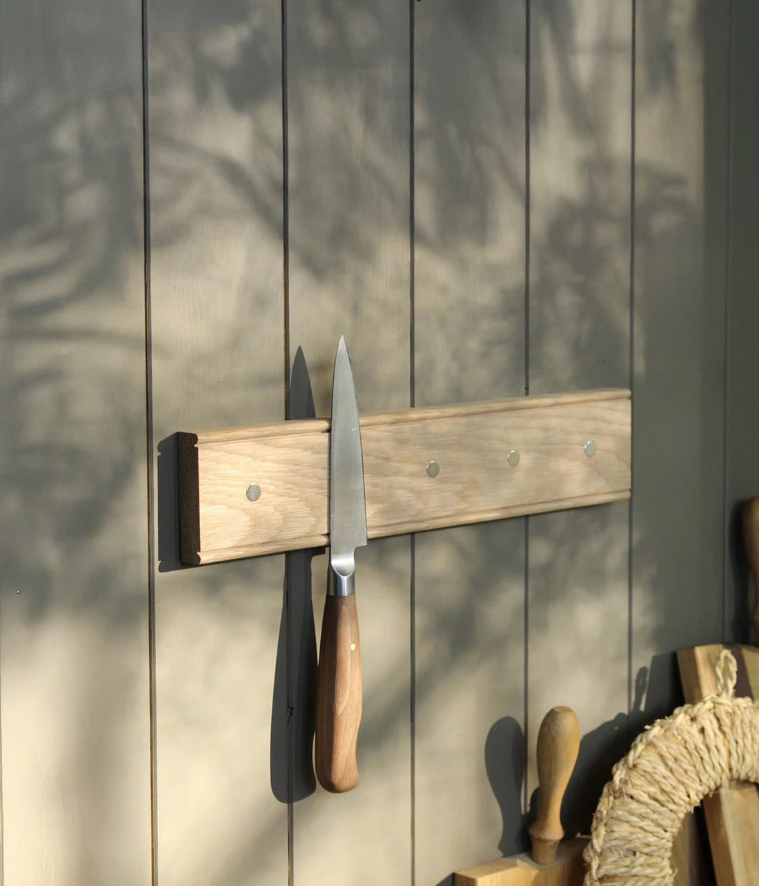 Machete Rack Wall-Mounted Oak Magnetic Knife Rack | Made in England