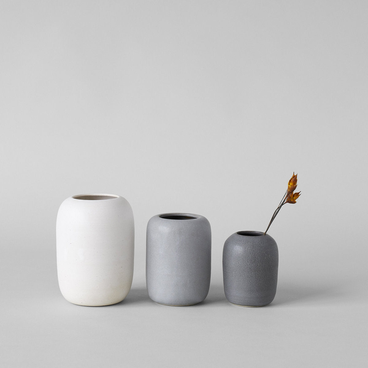 Oval vase ceramic with subtle variation from kiln firing