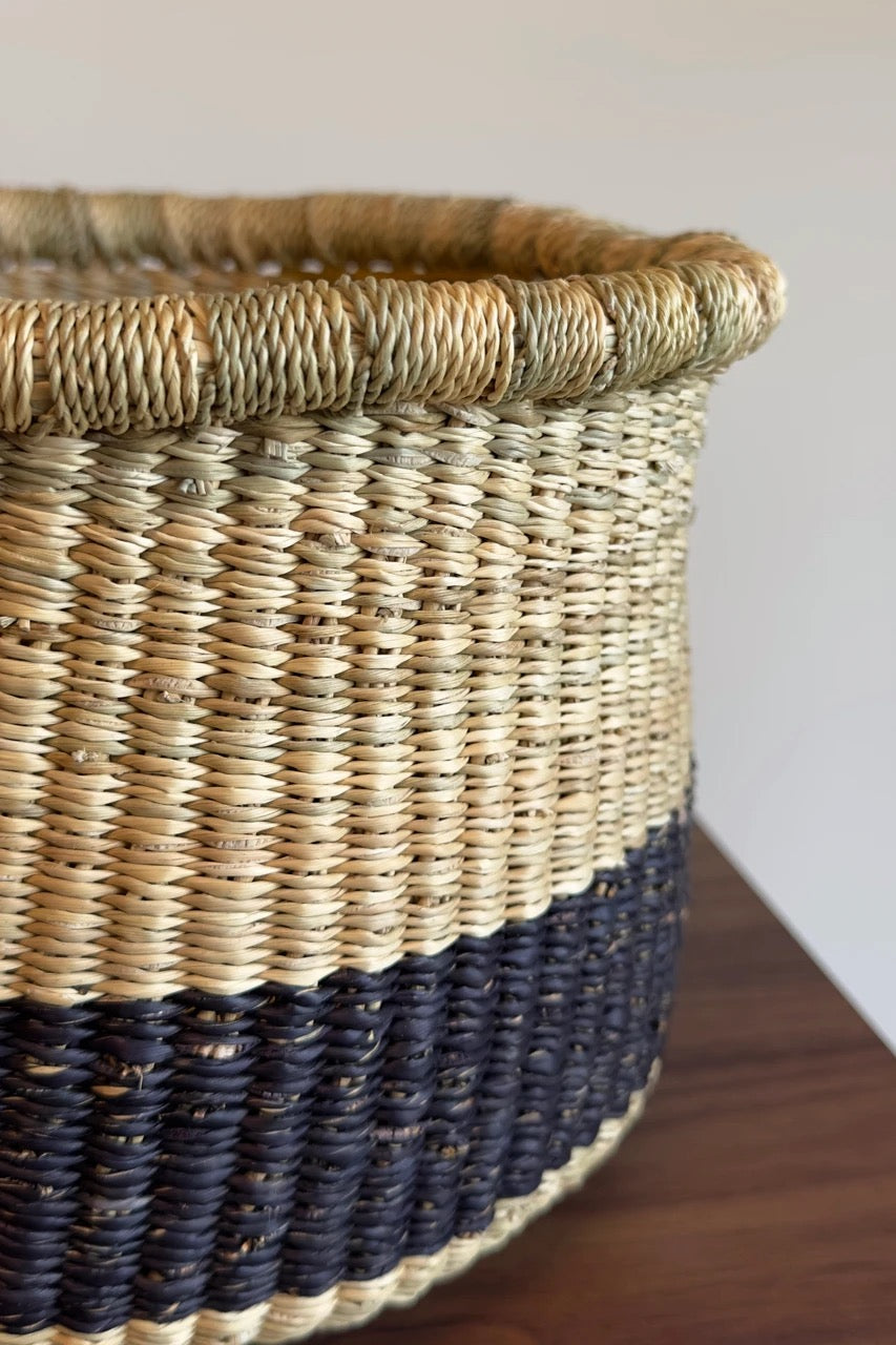 black woven plant basket Perfect Basket Planter, Natural and Black