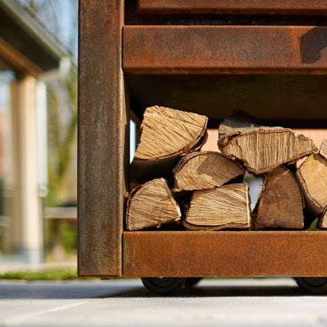 small outdoor fireplace