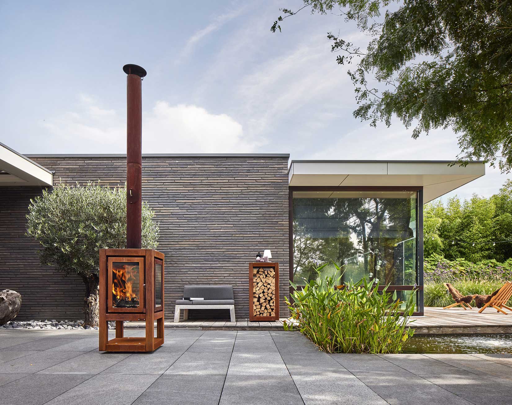 luxury outdoor fireplace Netherlands crafted