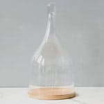 Recycled Tear-Drop Glass Cloche + Wood Base Set