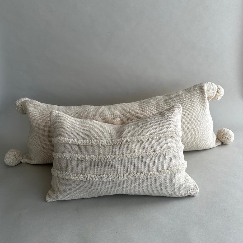 Pom Pom Wool Lumbar Pillow, 14" x 35"