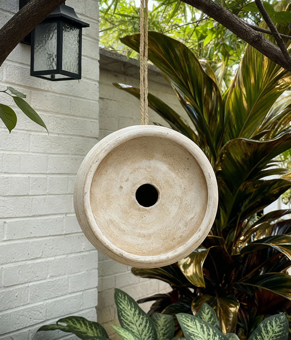 Hanging Handcrafted White Patina Birdhouse