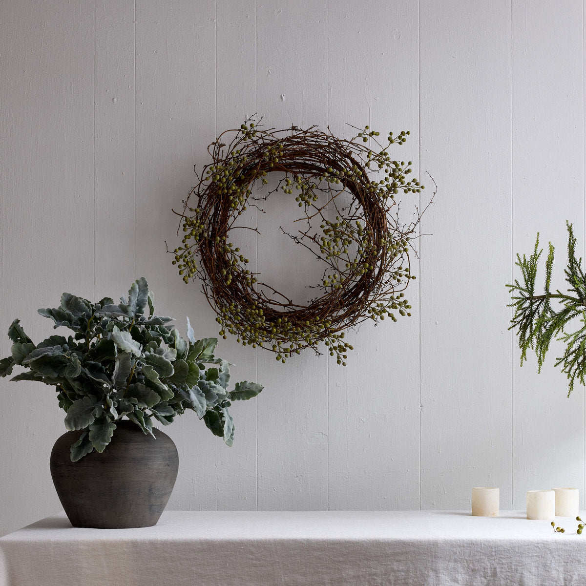 EcoFaux Green Ilex Berry Wreath - Bloomist