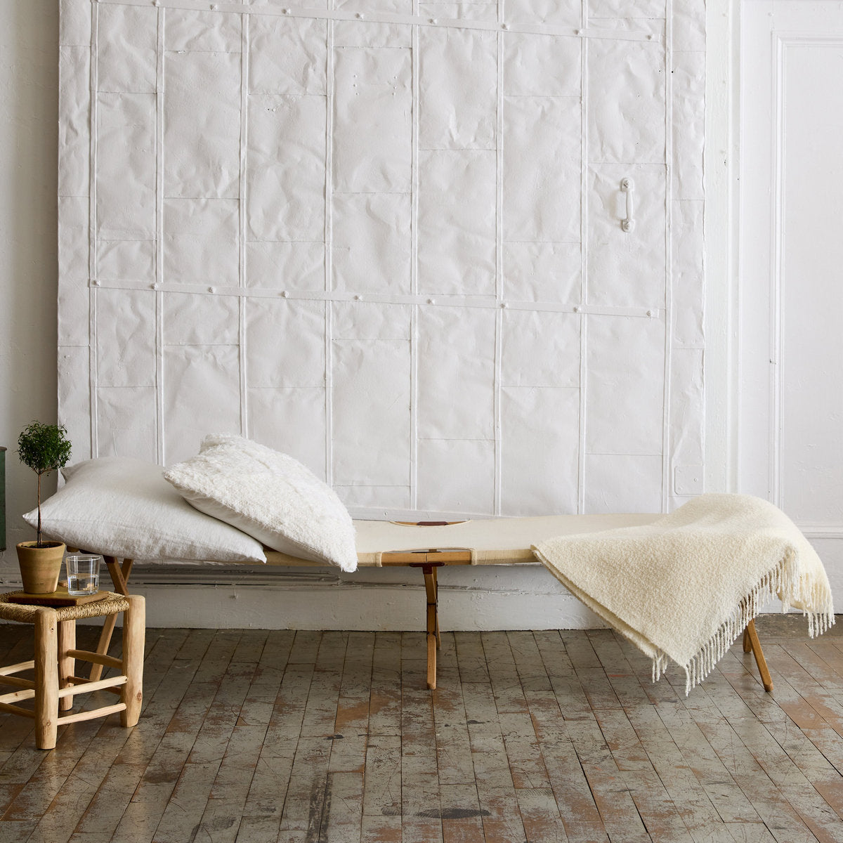 Upcycled Linen Pillow in White, 24 x 24 - Bloomist