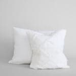 Upcycled Linen Pillow in White, 24 x 24 - Bloomist