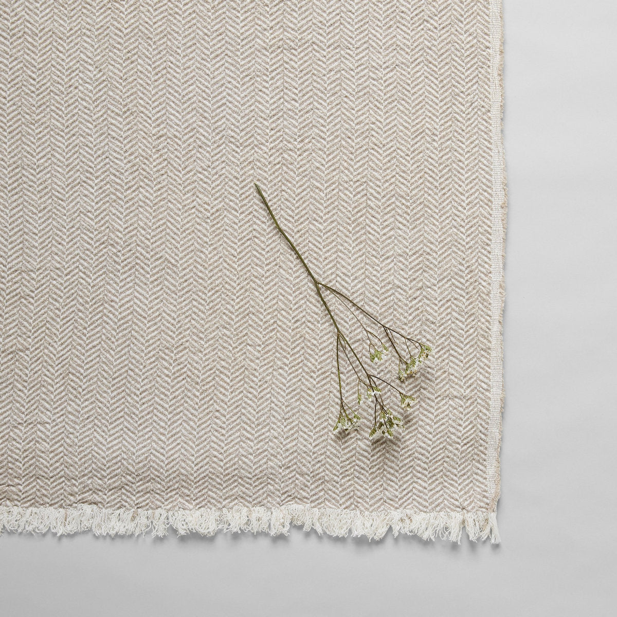Washed Herringbone Linen Throw