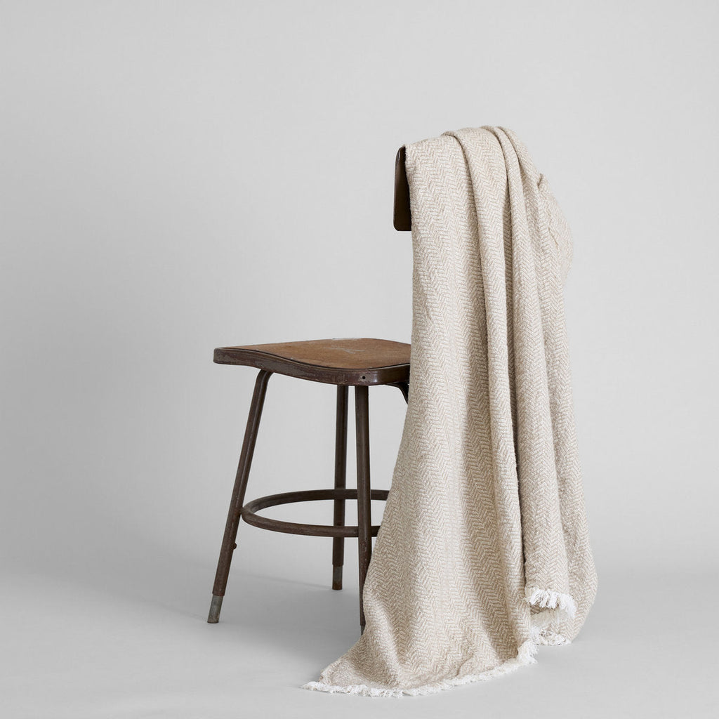 Washed Herringbone Linen Throw - Bloomist