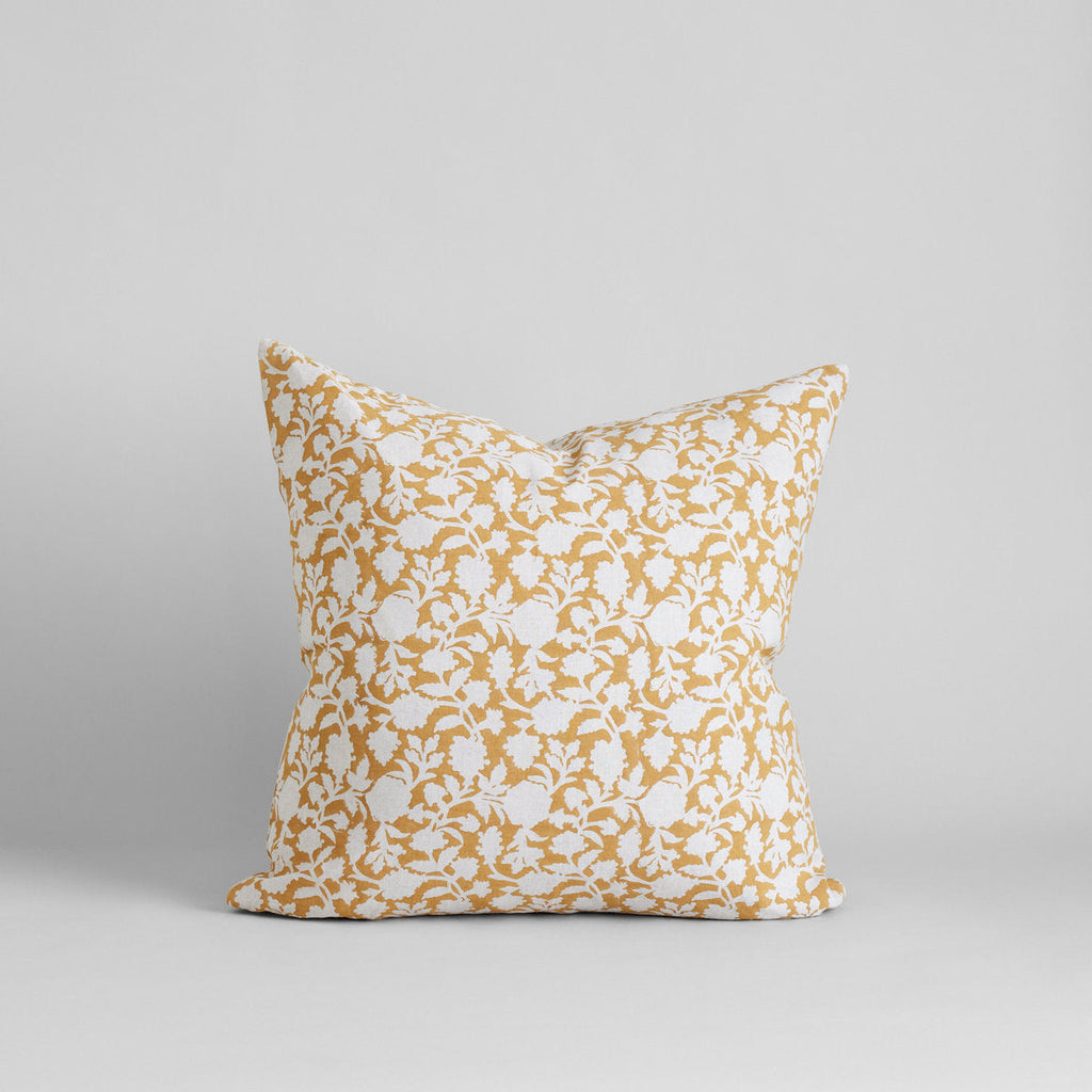 Tina Hand Block Printed Linen Pillow Cover, 22x22 - Bloomist