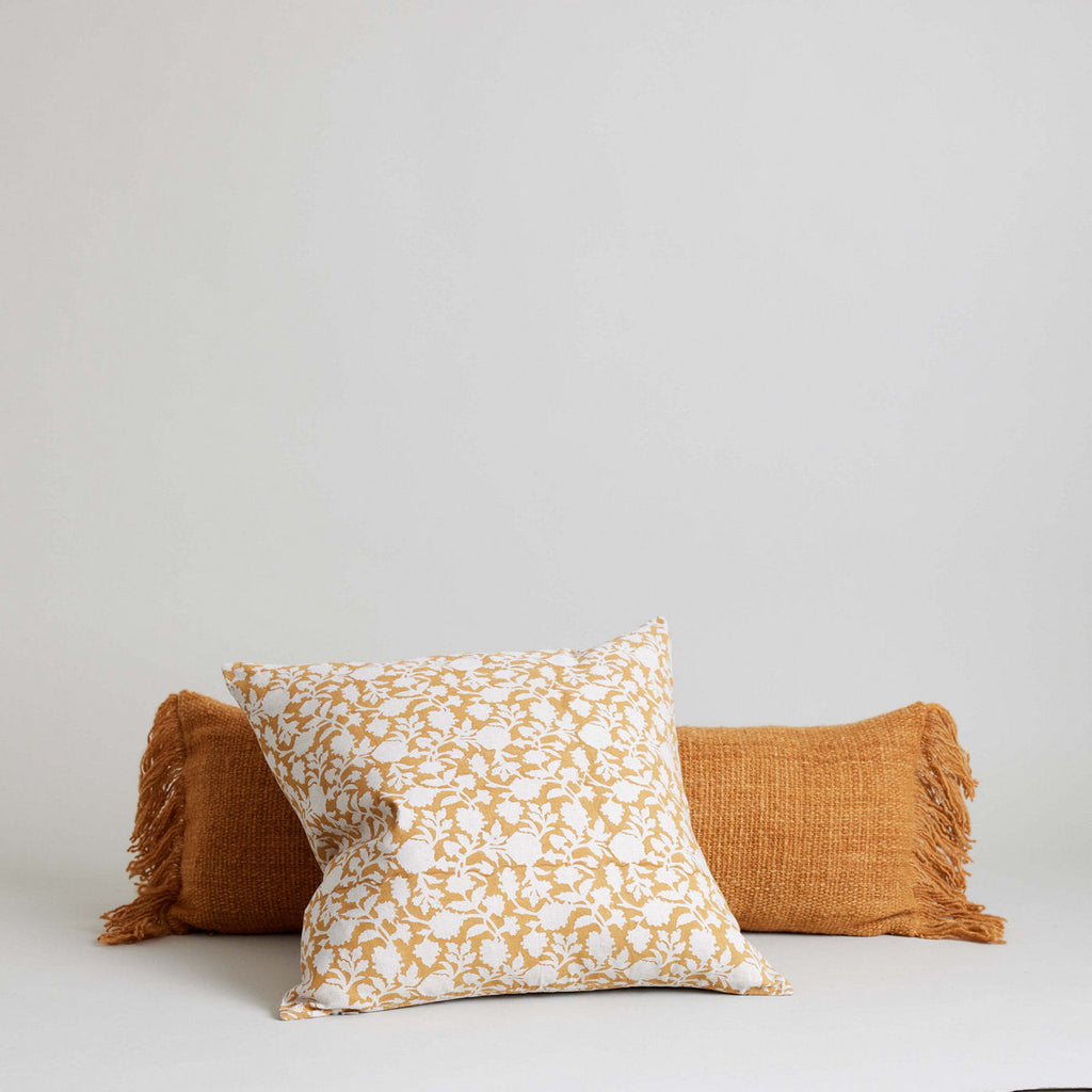 Tina Hand Block Printed Linen Pillow Cover, 22x22 - Bloomist