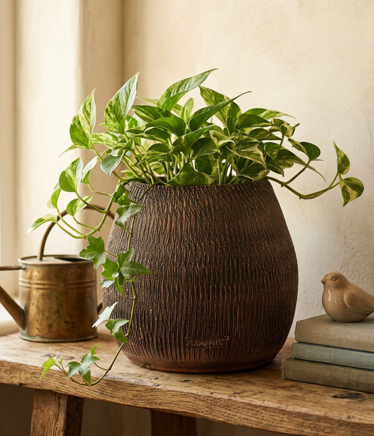 Reed Planter, Dark Wash Finish