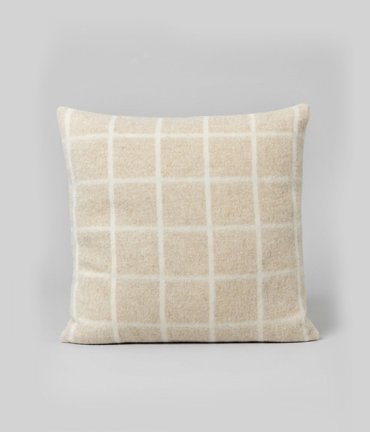 Umi square pillow Limestone Melange Ivory Grid showing sandy-beige ground