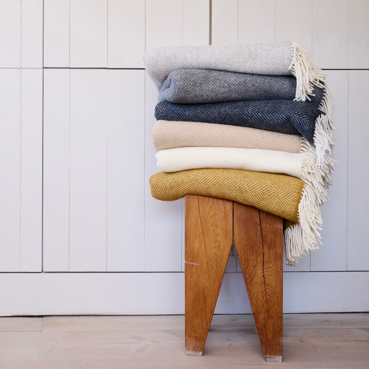 Herringbone Wool & Cashmere Throw - Bloomist