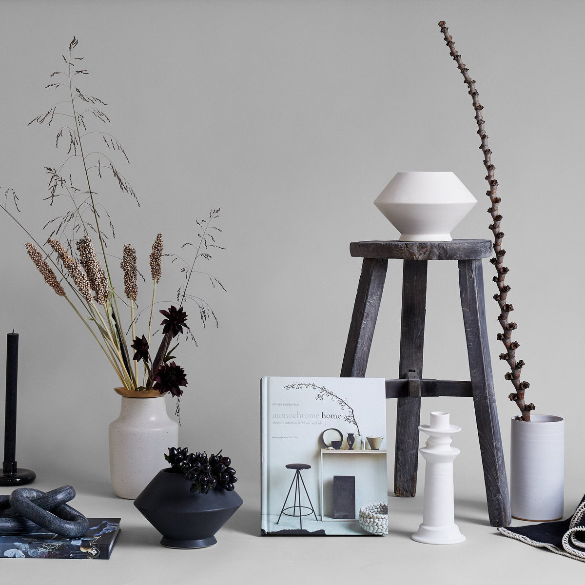 Home decor book with photographed monochromatic interiors and styling ideas