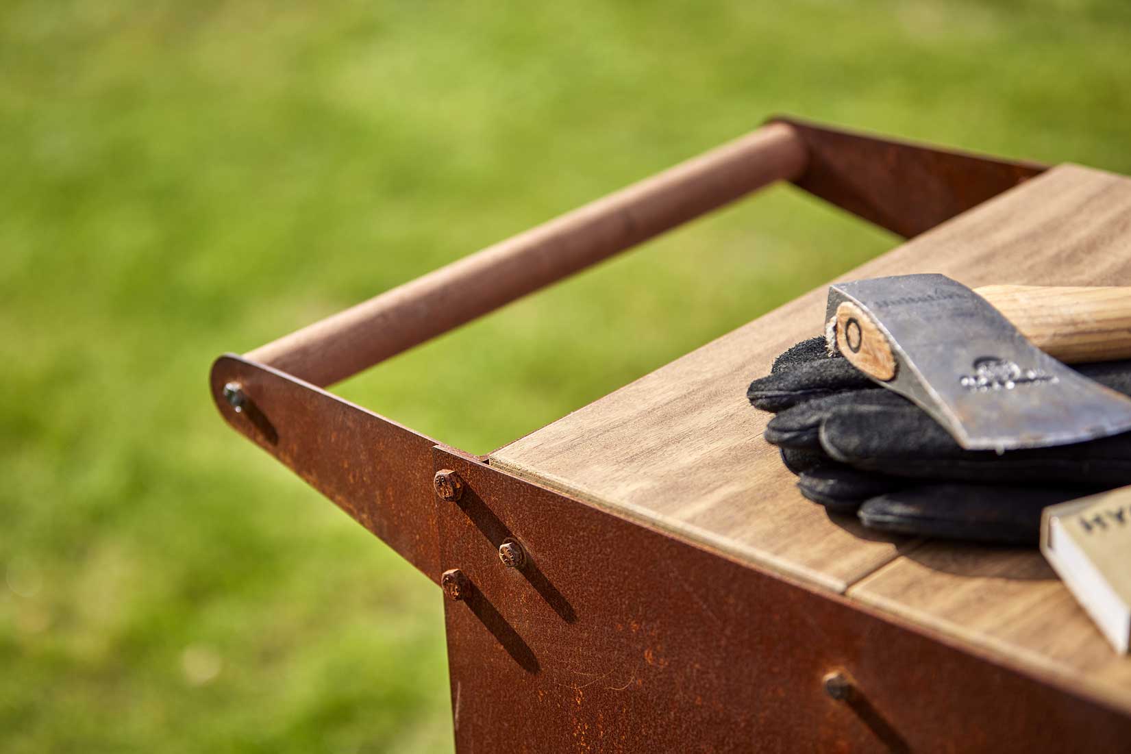 Ker Mobile Wood Storage | CorTen Steel Firewood Trolley