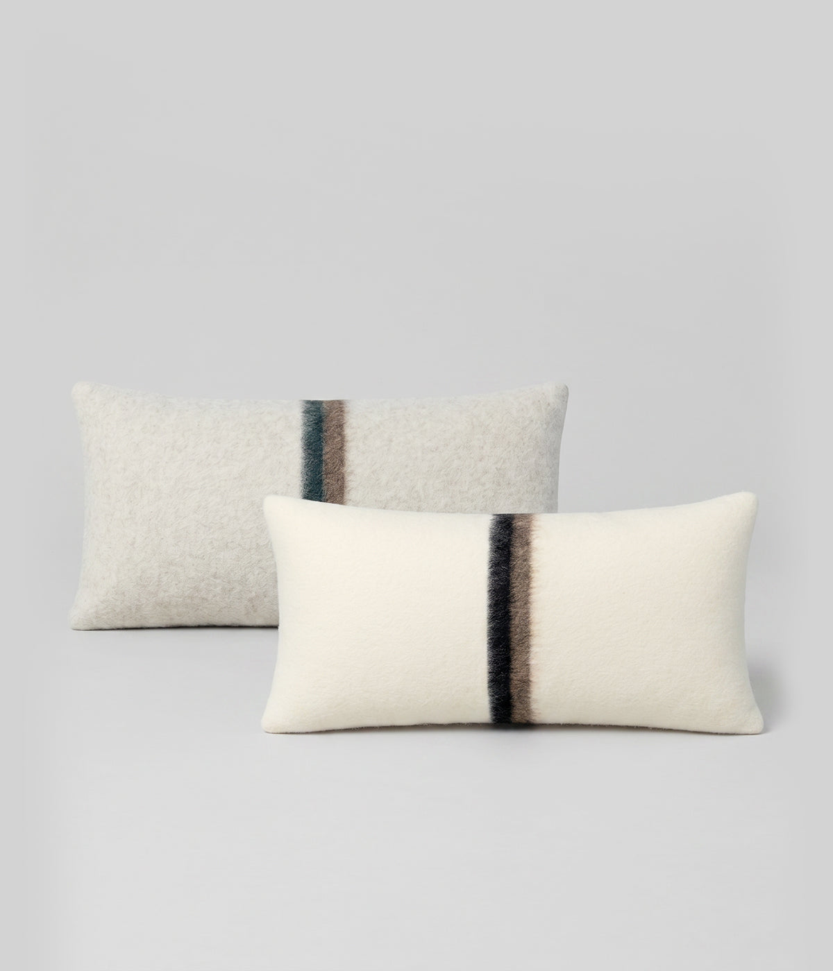 Yama alpaca cotton lumbar throw pillow 23x11 with centered gradient stripe
