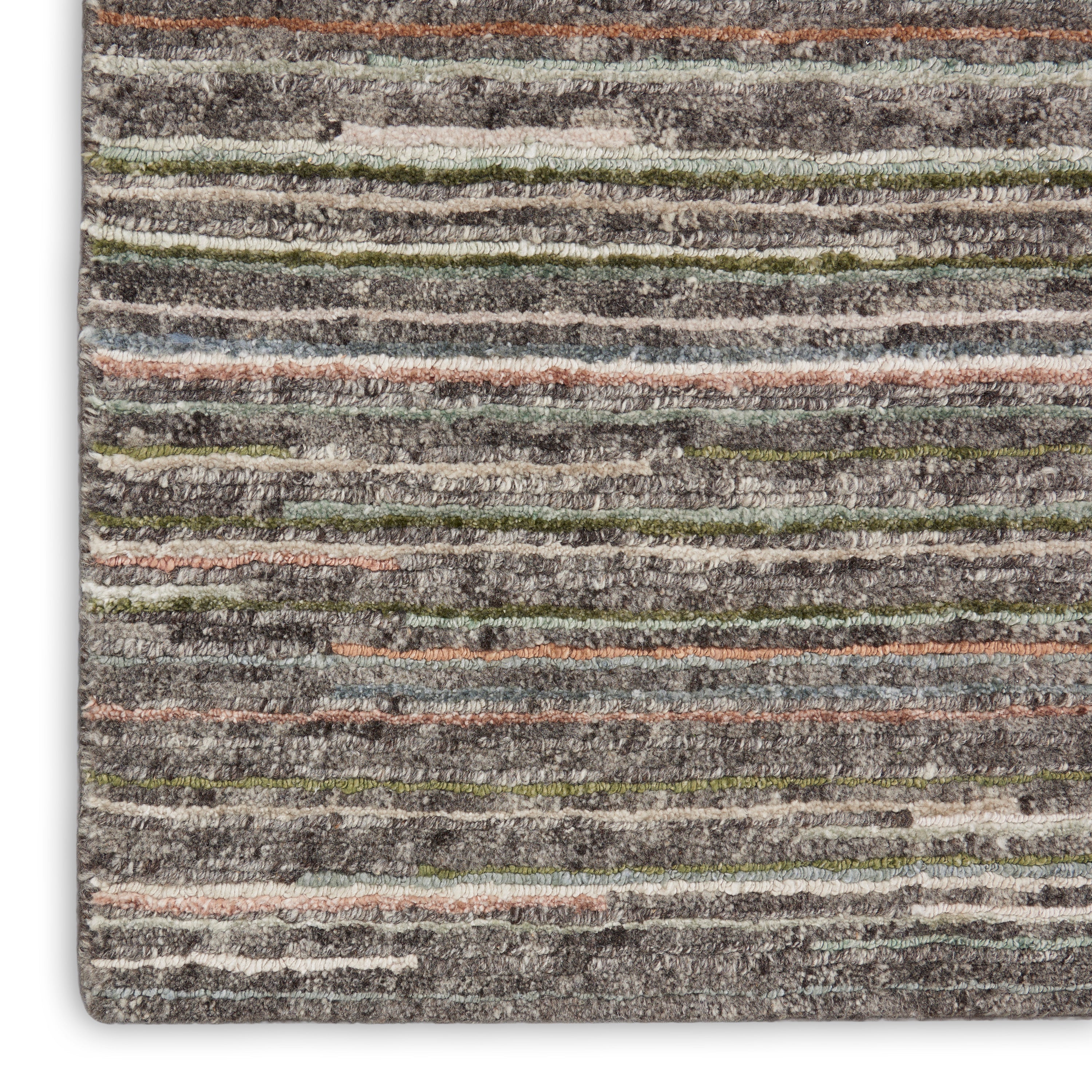 Plateau PAE01 Textured Modern Grey Green Area Rug