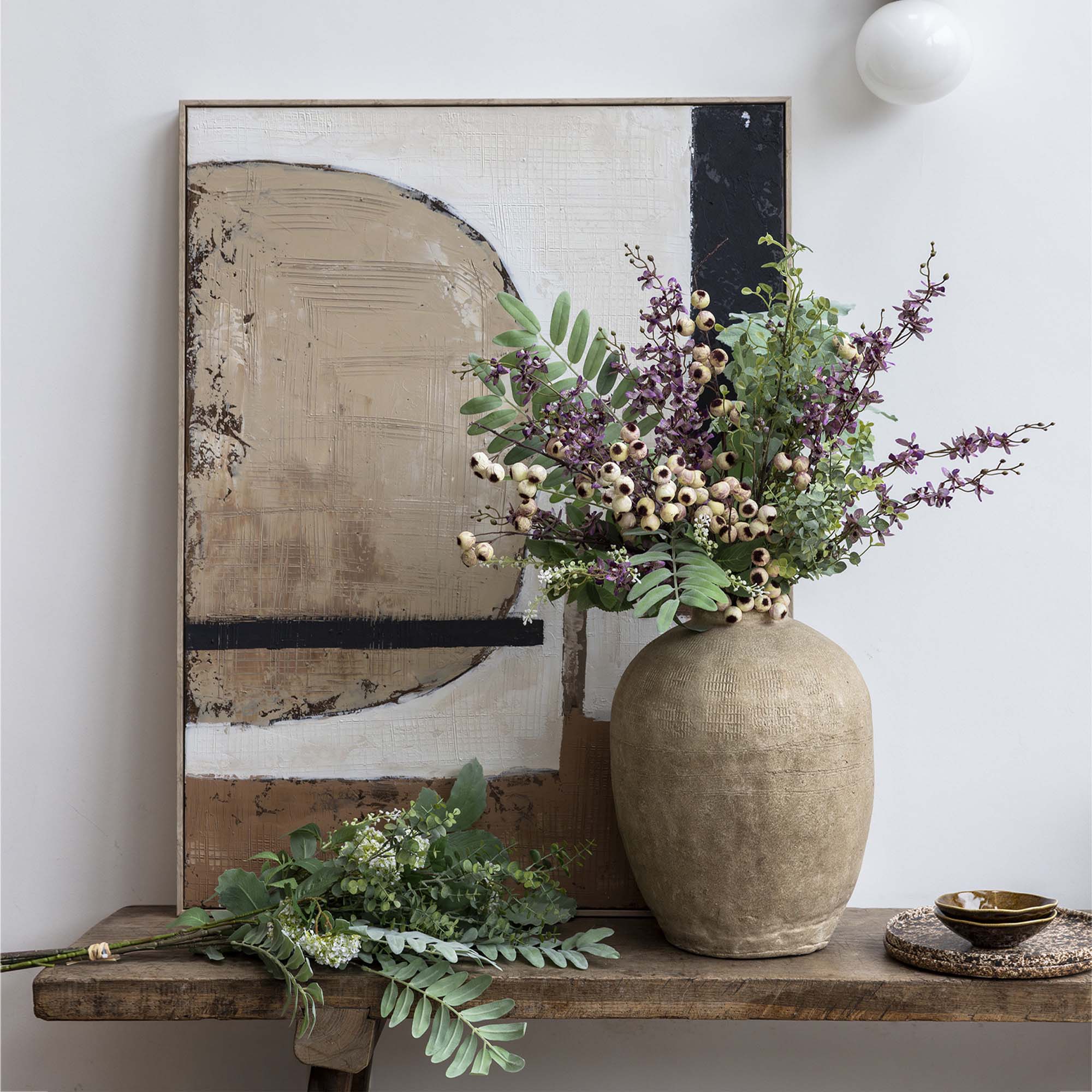 Faux orchid bunch with mixed florals and greenery