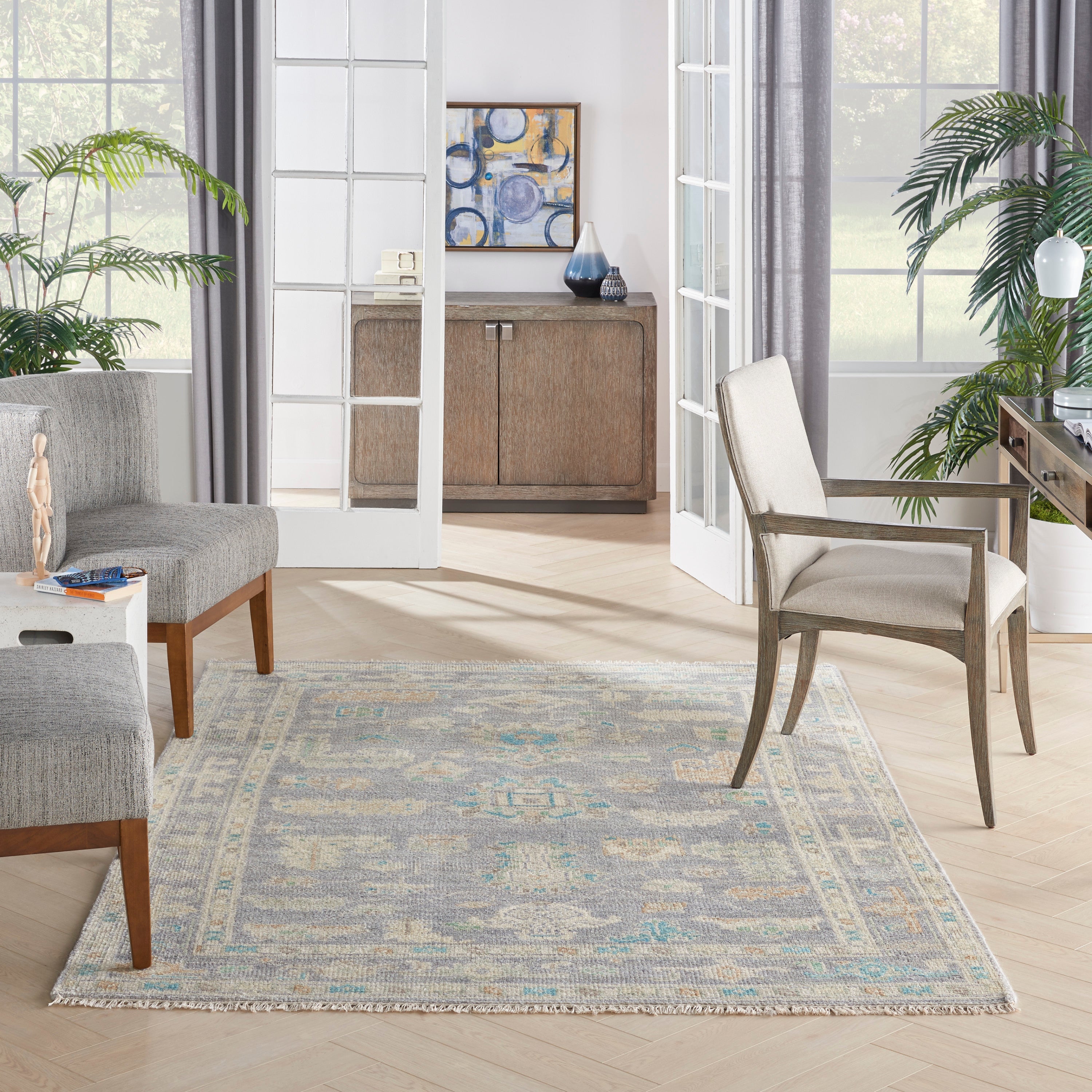 Odessa ODS01 Floral Vintage Grey Multicolor Area Rug