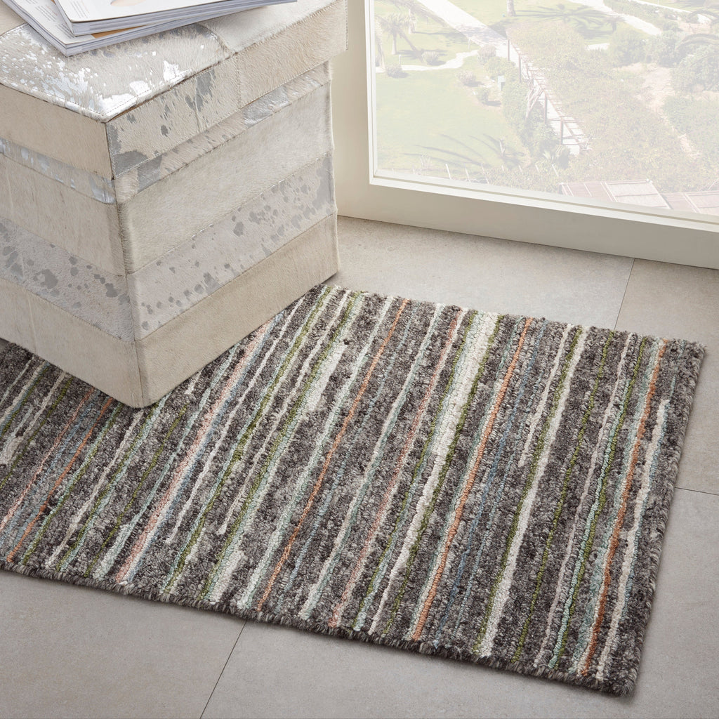 Plateau PAE01 Textured Modern Grey Green Area Rug