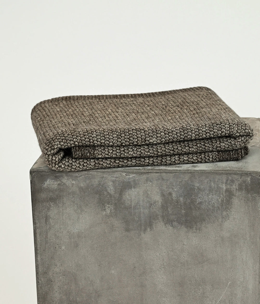yak wool blanket with textured knit