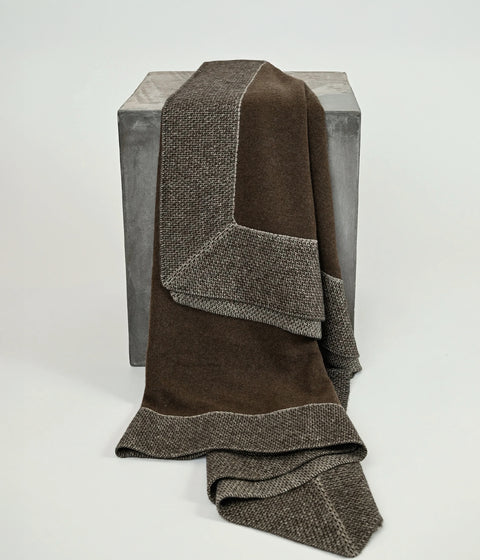 chocolate brown throw blanket hand-knit in Mongolia