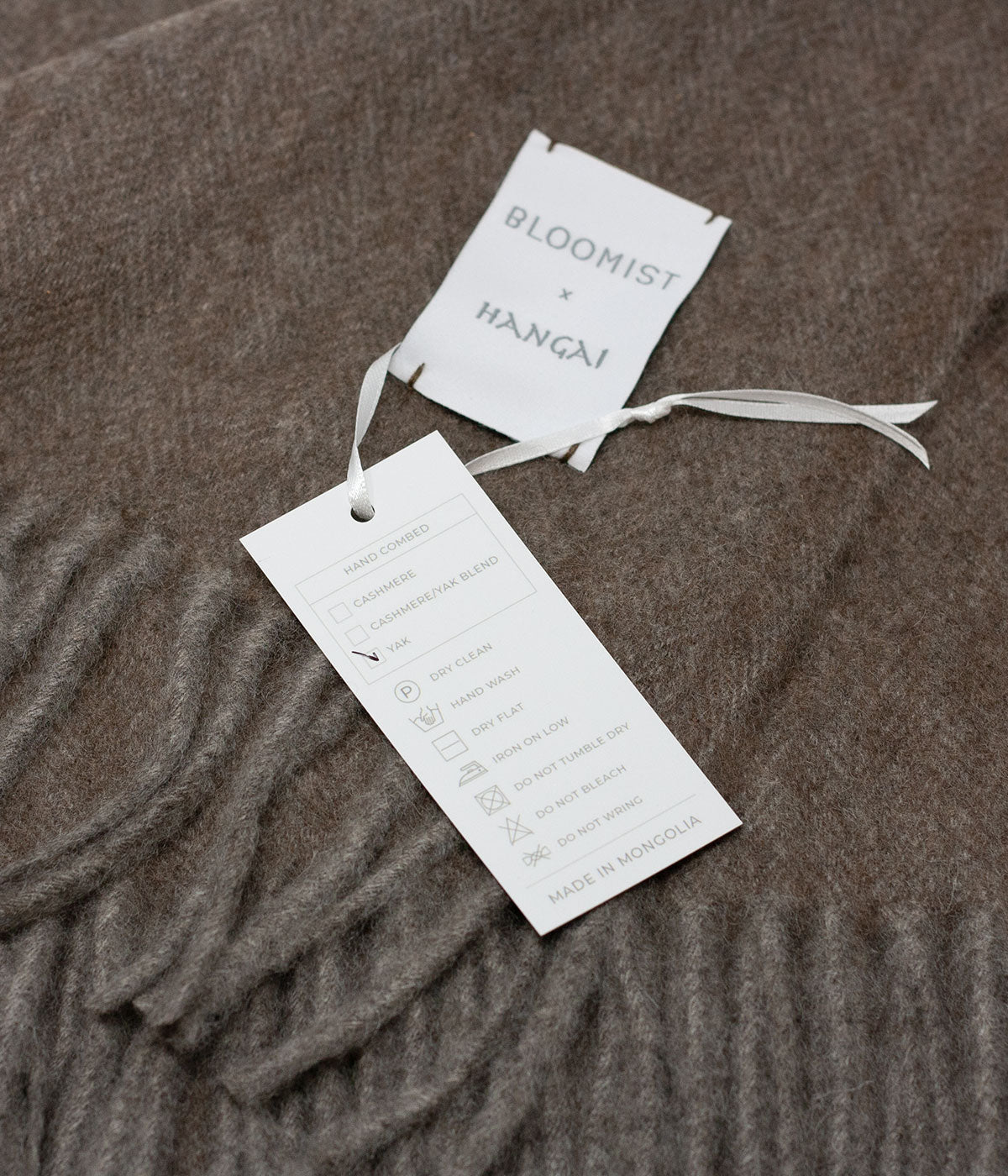 Cappuccino Herringbone Woven Yak Down Throw - Thumbnail 5