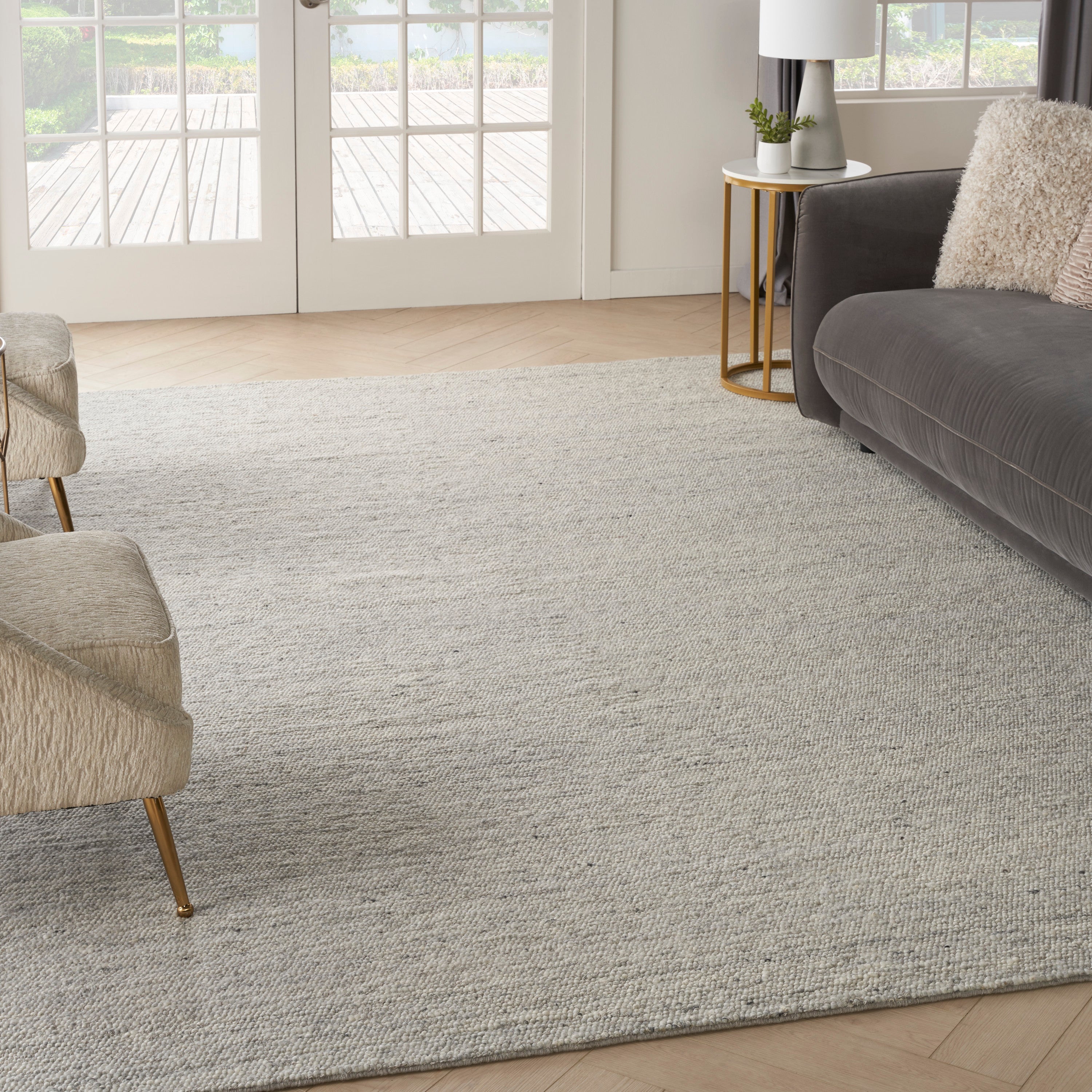 Alanna Solid Farmhouse Silver Area Rug