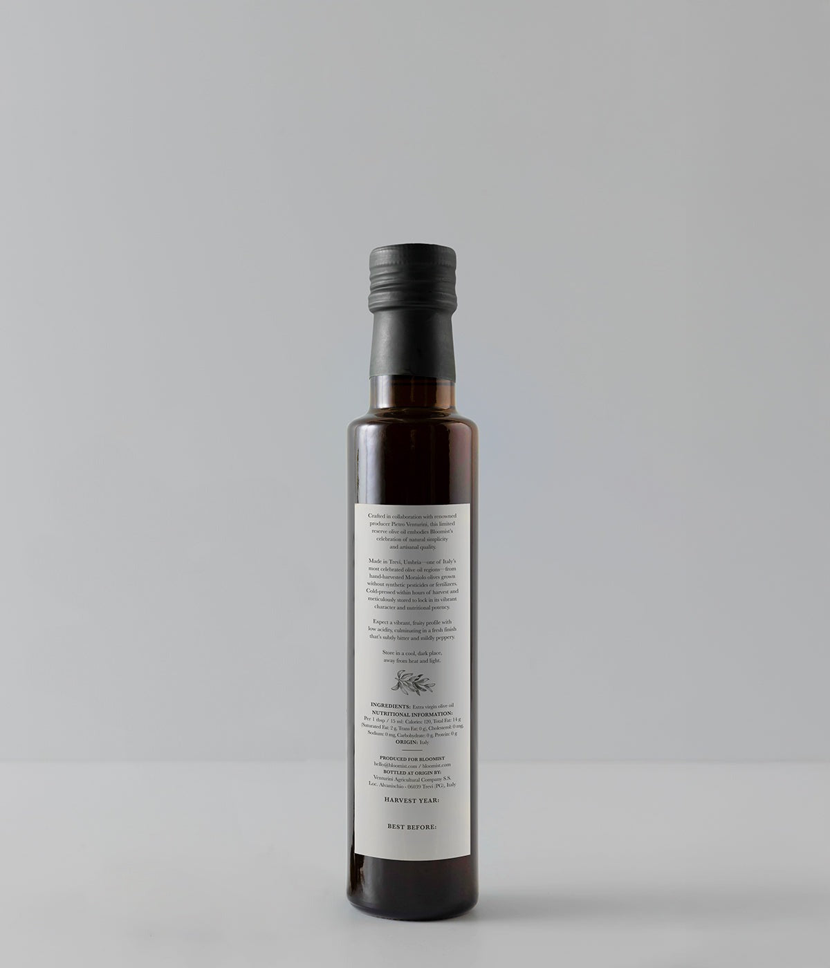 Estate-grown Italian olive oil from Trevi made with hand-harvested Moraiolo olives