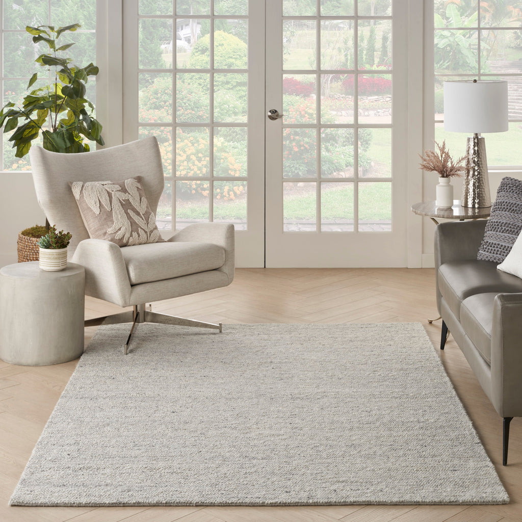 Alanna Solid Farmhouse Silver Area Rug