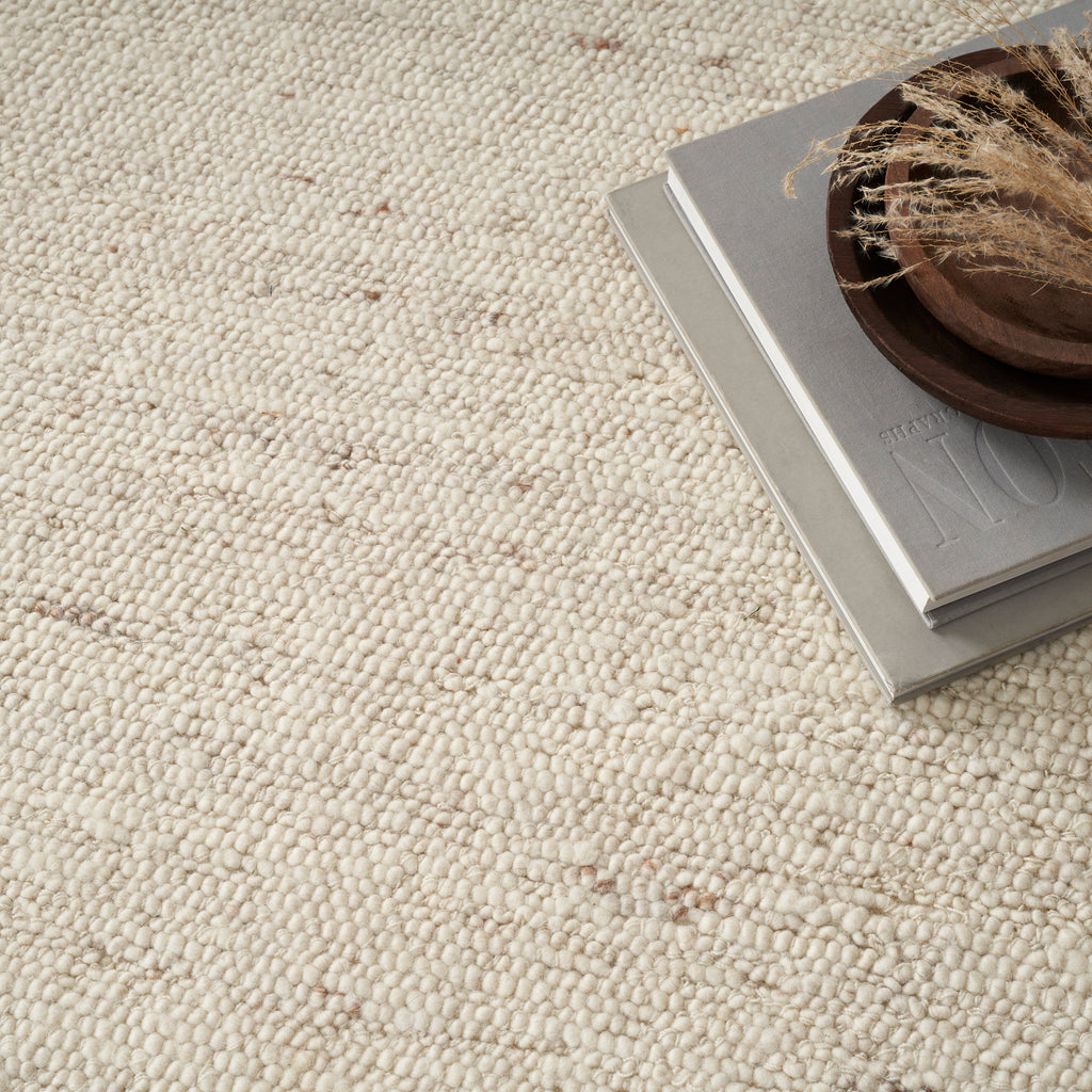 Alanna Solid Farmhouse Ivory Area Rug