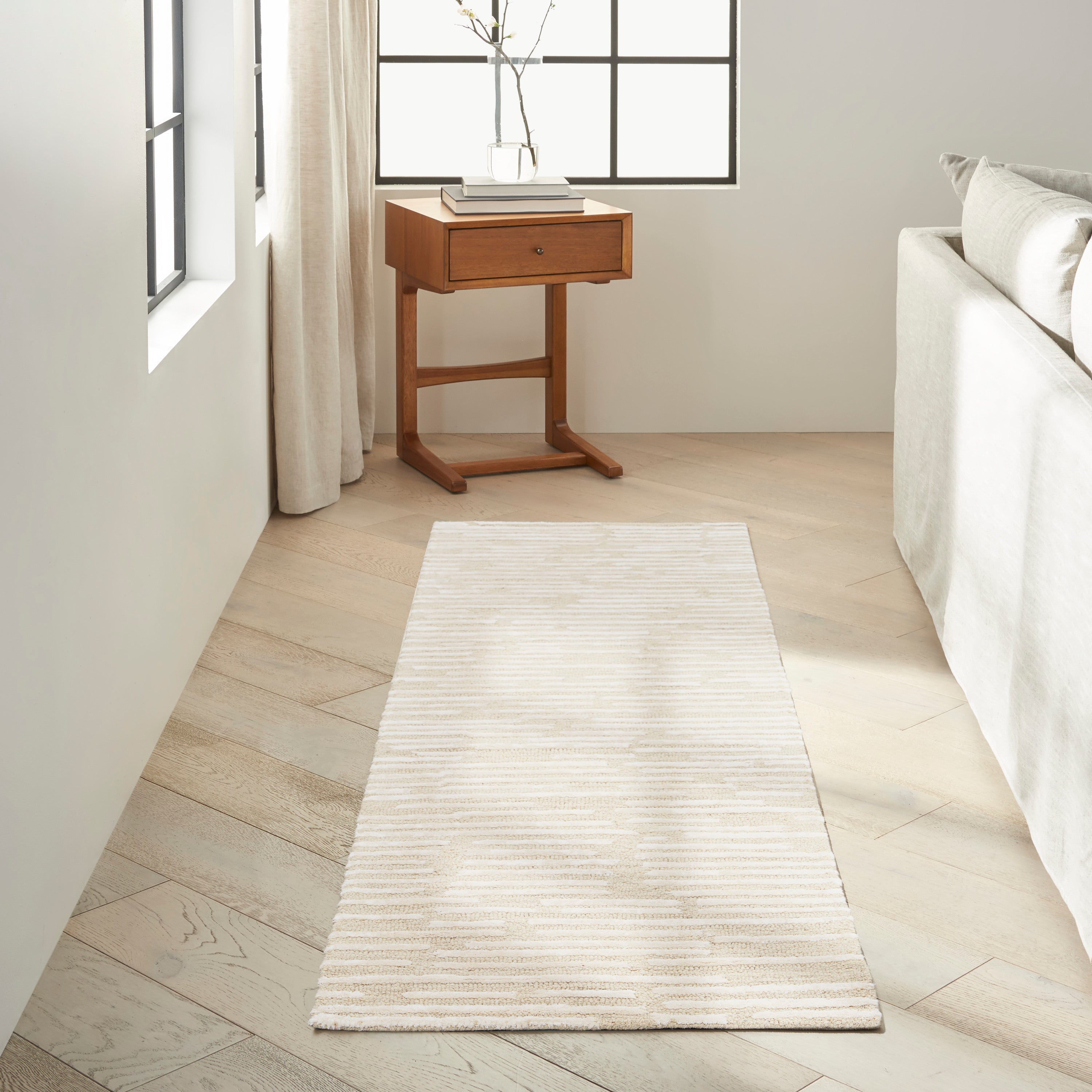 Ck010 Linear LNR01 Textured Modern Ivory Area Rug