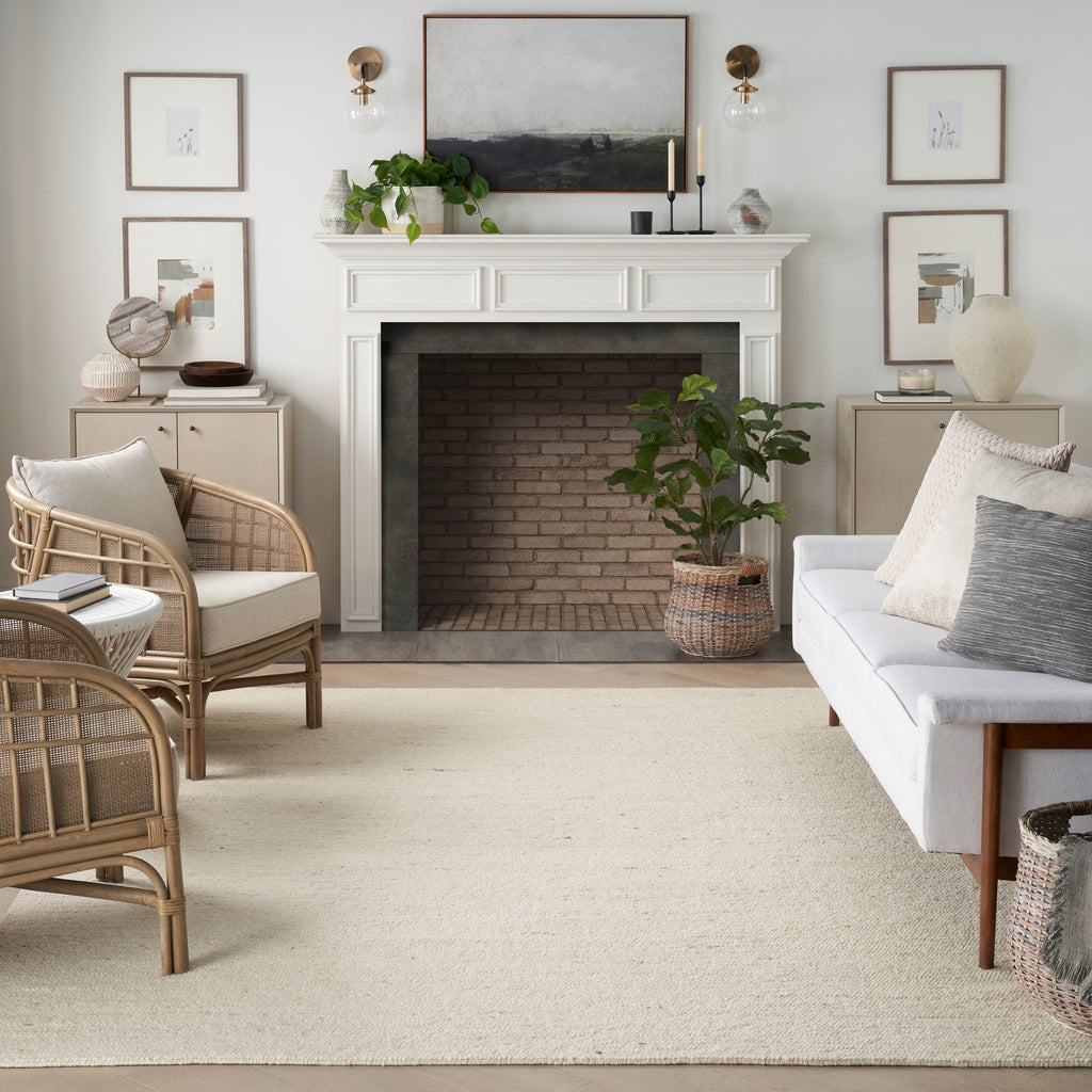 Alanna Solid Farmhouse Ivory Area Rug