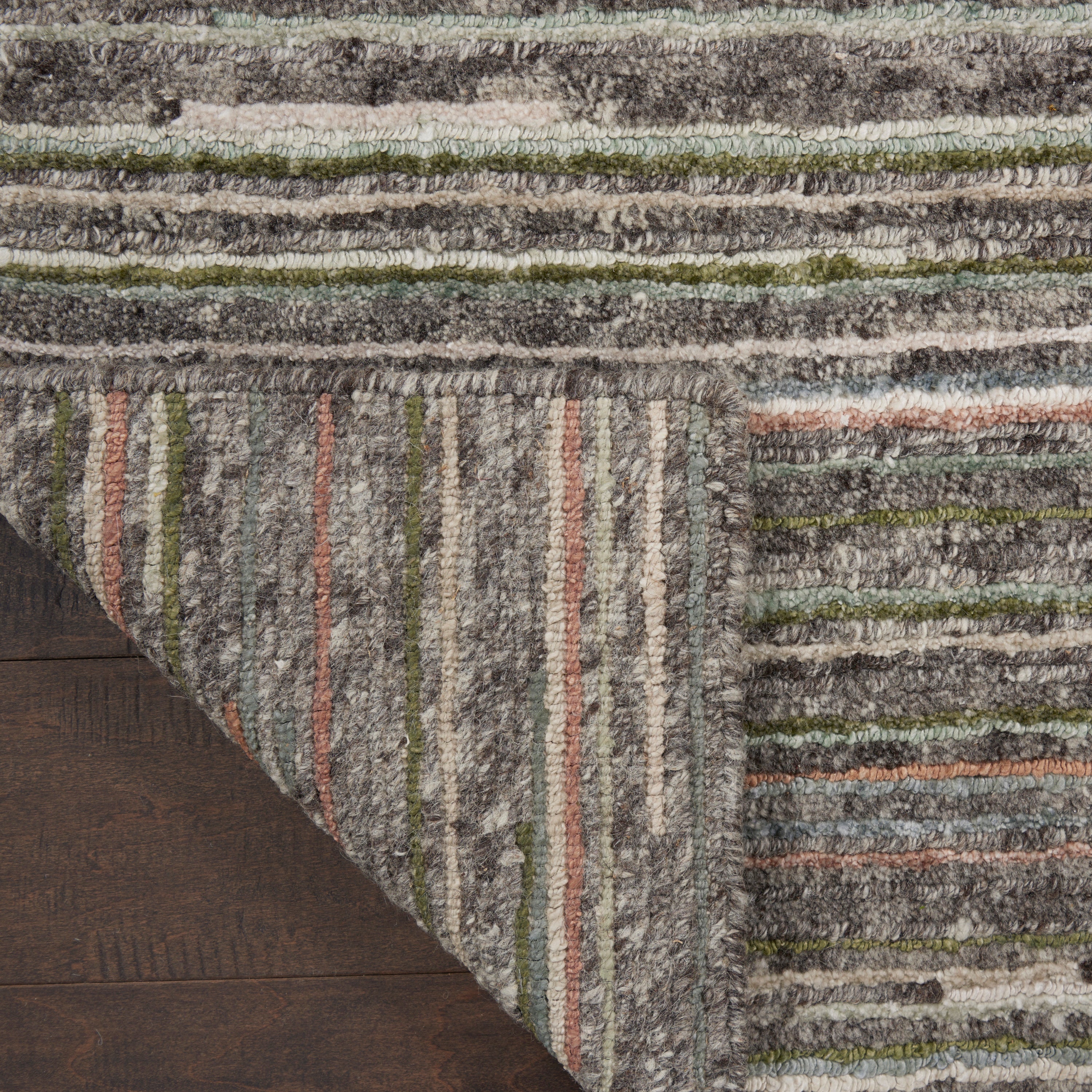 Plateau PAE01 Textured Modern Grey Green Area Rug