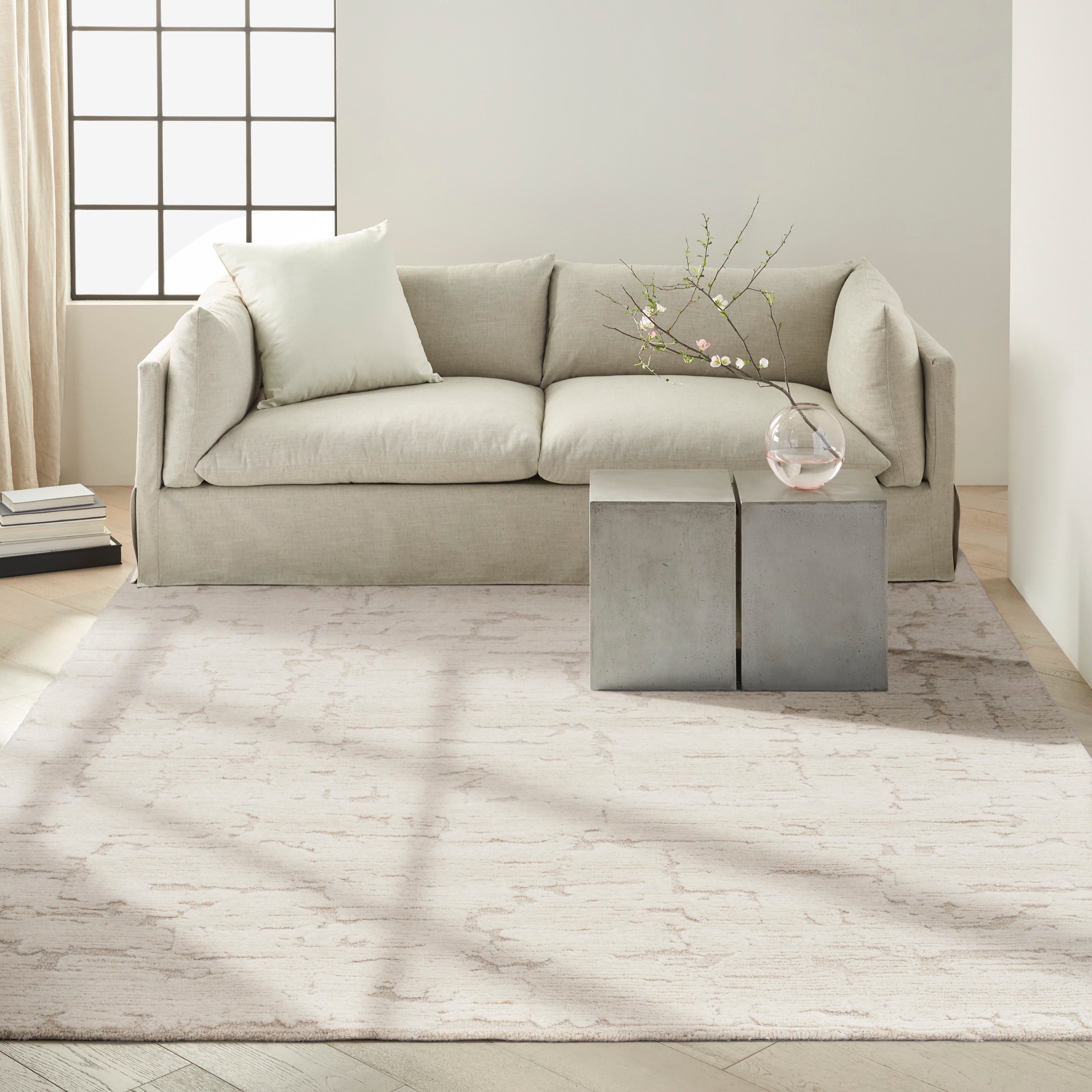 CK009 Sculptural SCL01 Abstract Modern Ivory Area Rug