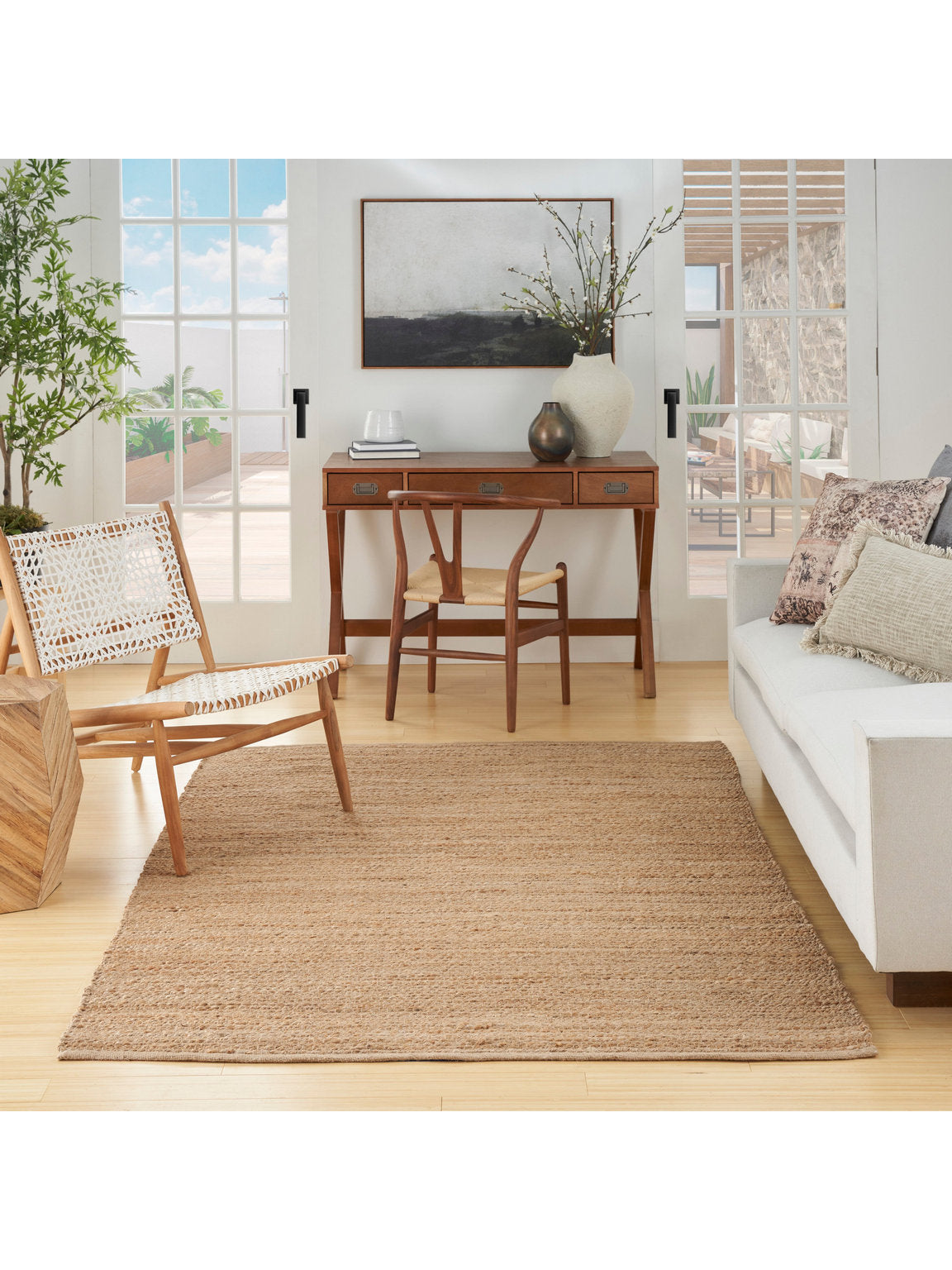 Natural Jute All-over design Farmhouse Natural Area Rug