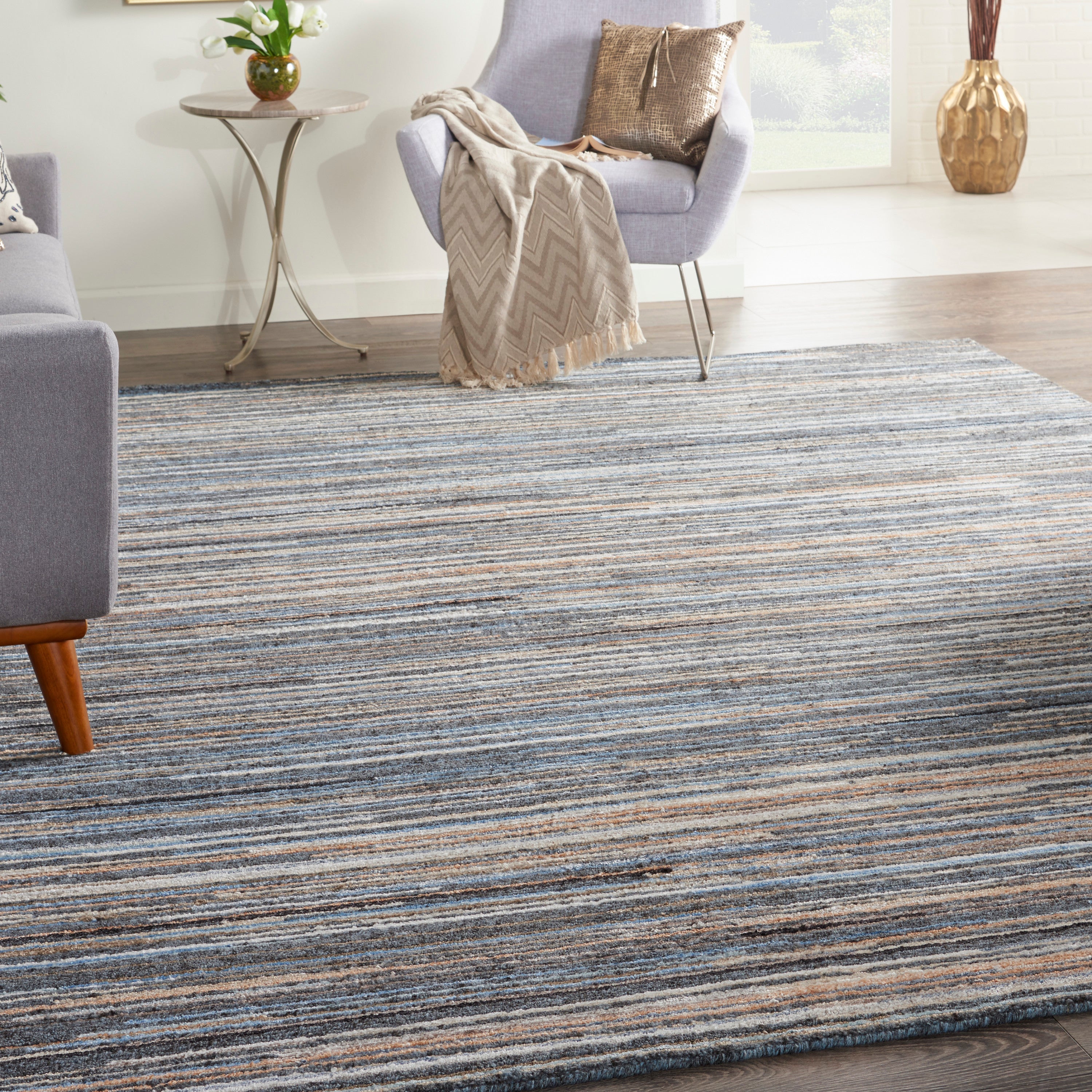 Plateau PAE01 Textured Modern Blue Area Rug