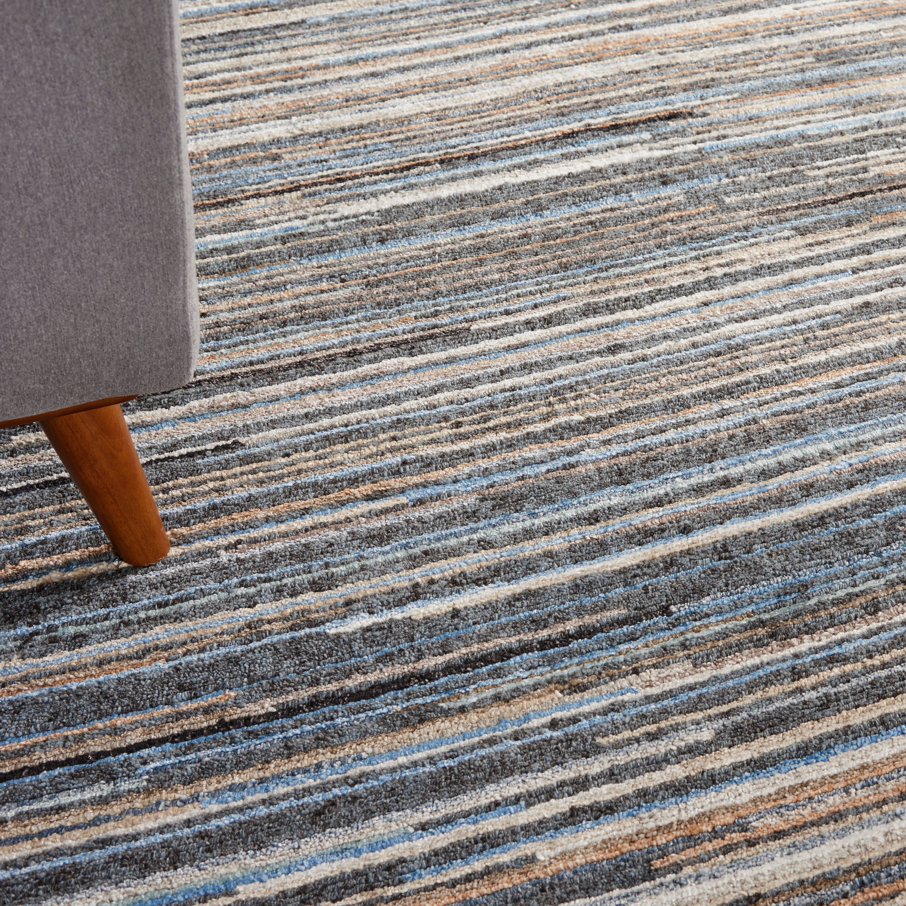 Plateau PAE01 Textured Modern Blue Area Rug