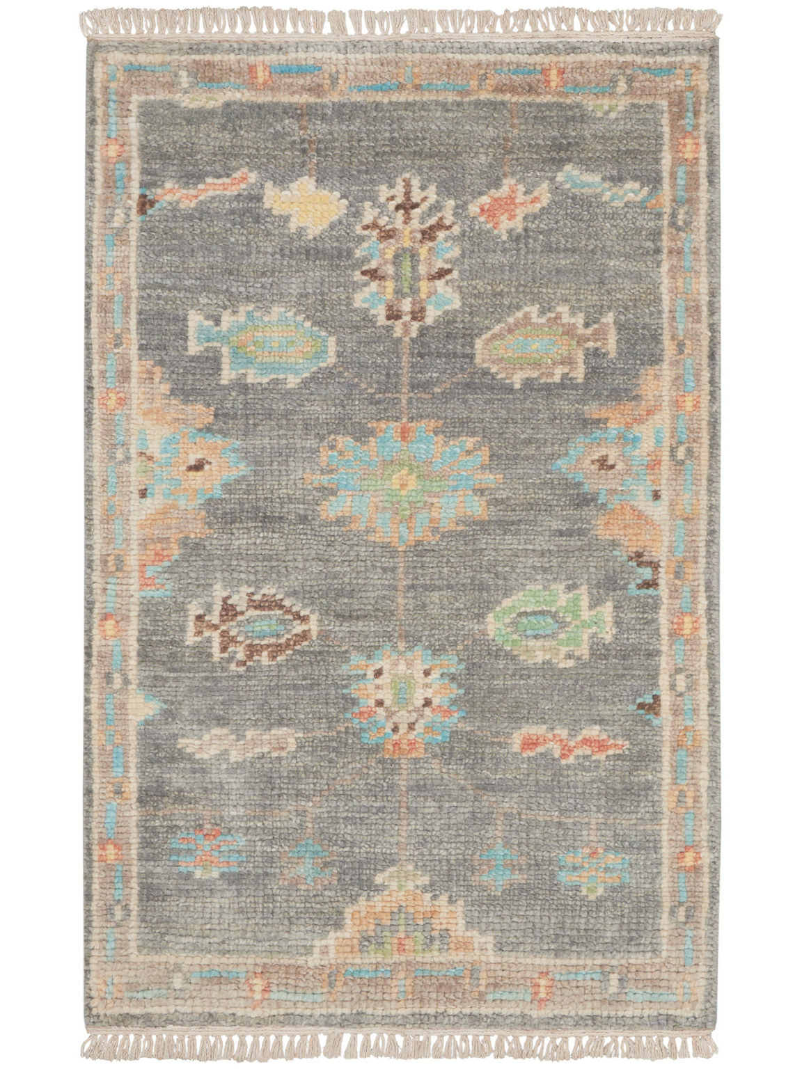 Odessa ODS02 Floral Vintage Dark Grey Multicolor Area Rug