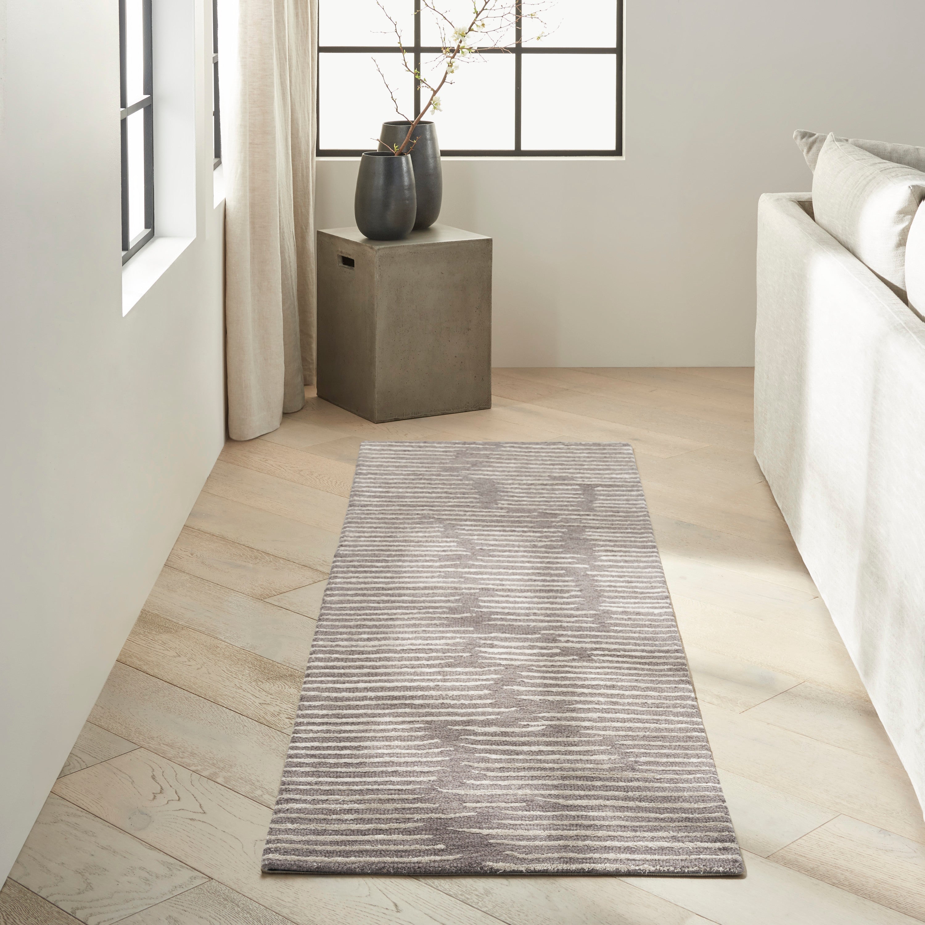 Ck010 Linear LNR01 Textured Modern Grey Area Rug