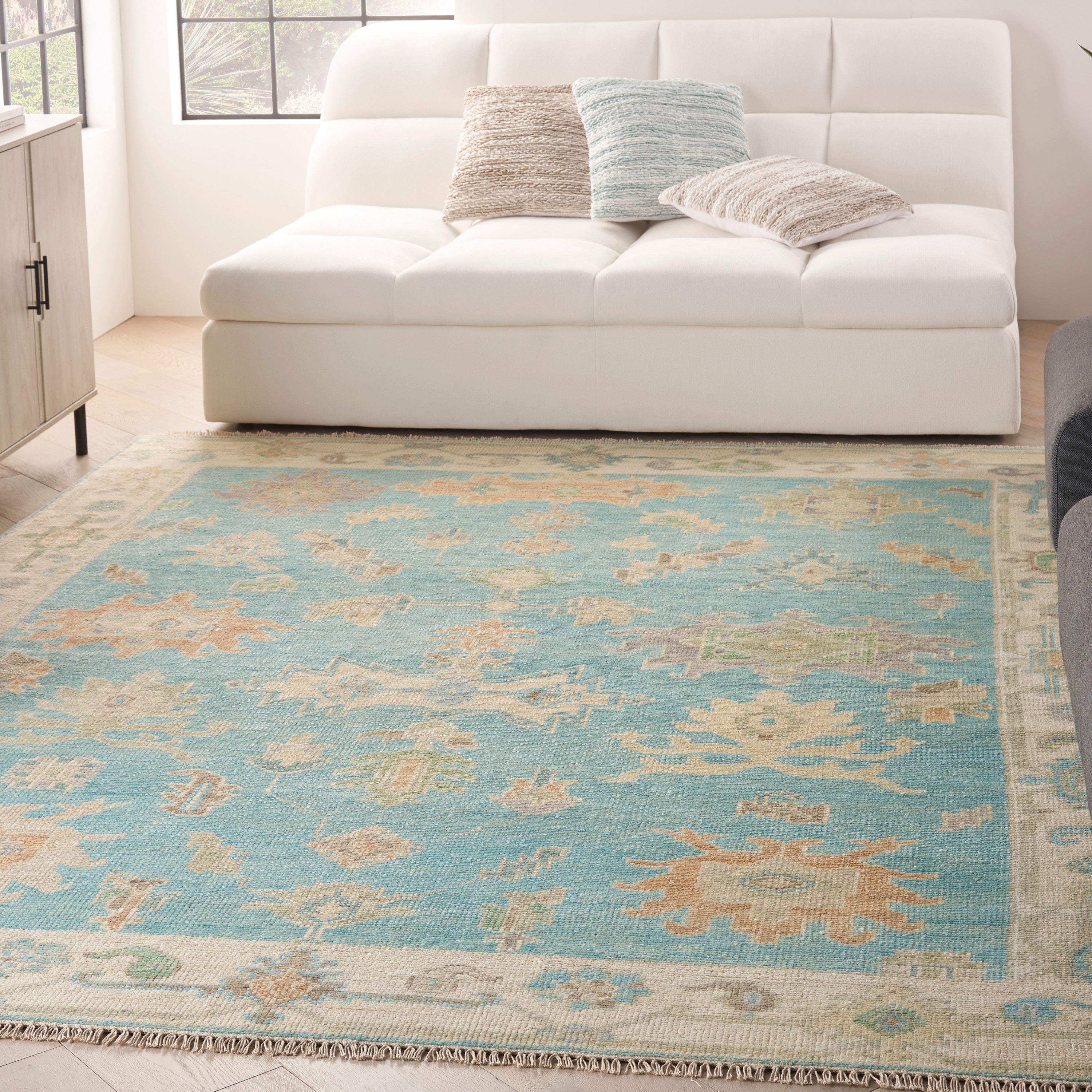 Odessa ODS03 Floral Vintage Blue Multicolor Area Rug