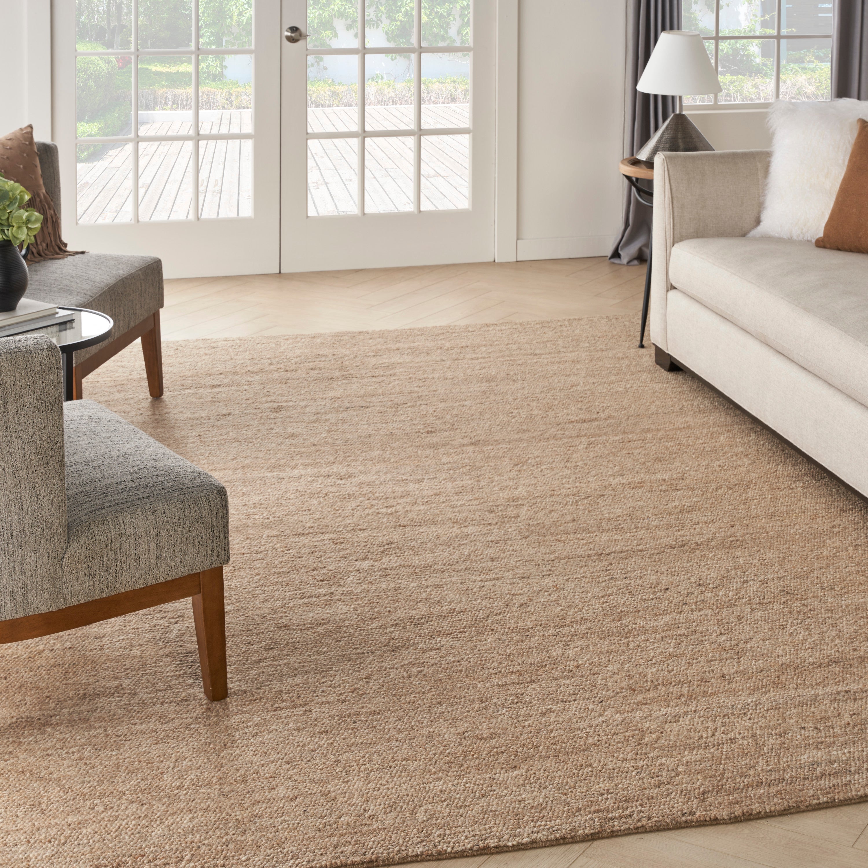 Alanna Solid Farmhouse Beige Area Rug