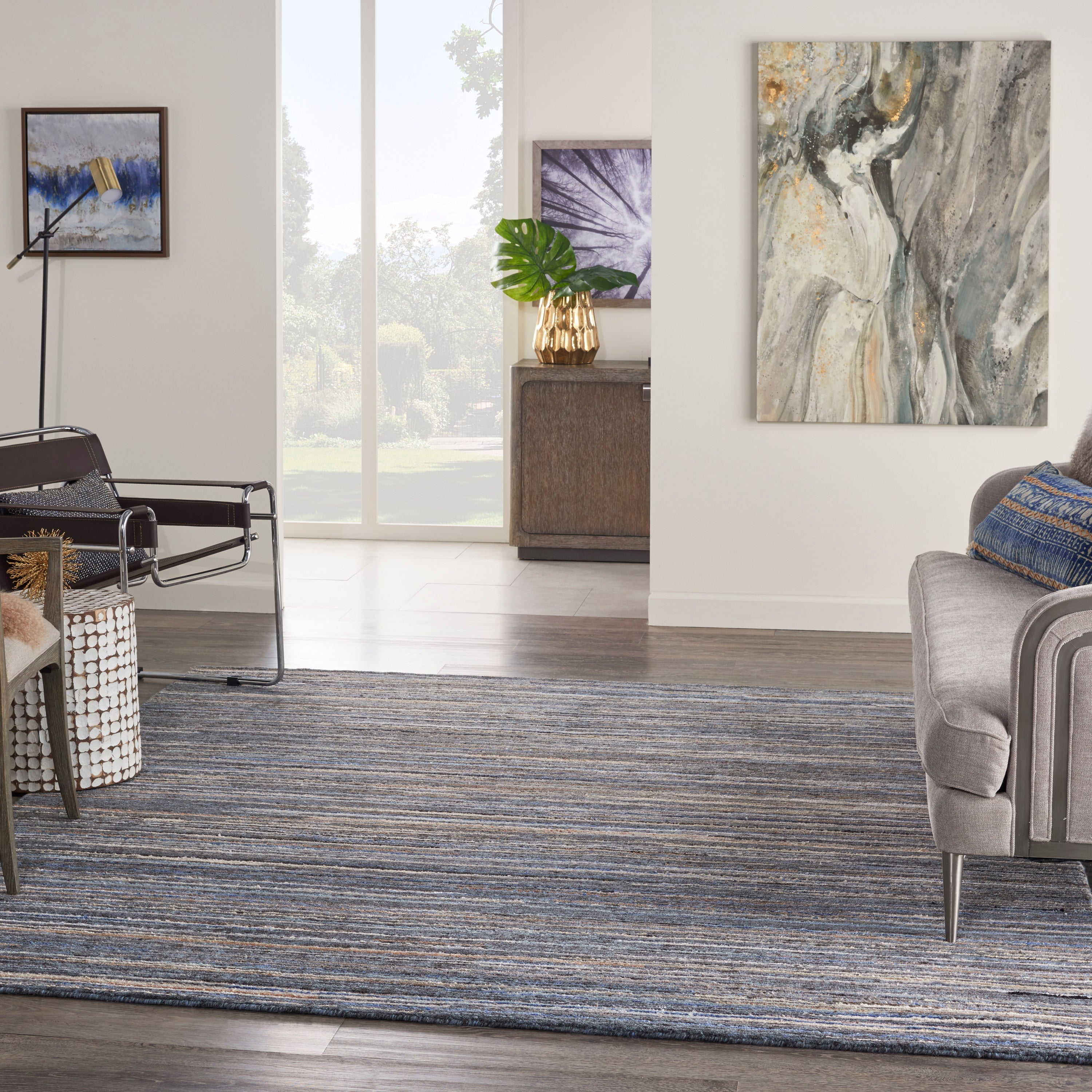 Plateau PAE01 Textured Modern Blue Area Rug