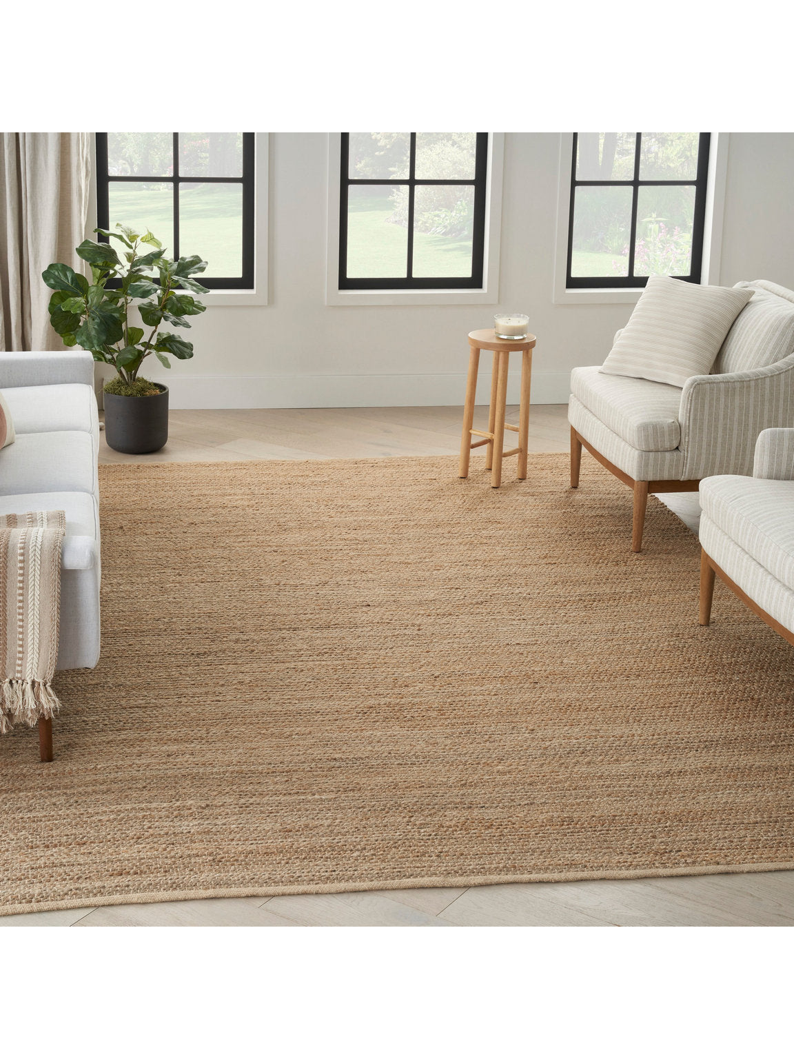 Natural Jute All-over design Farmhouse Natural Area Rug