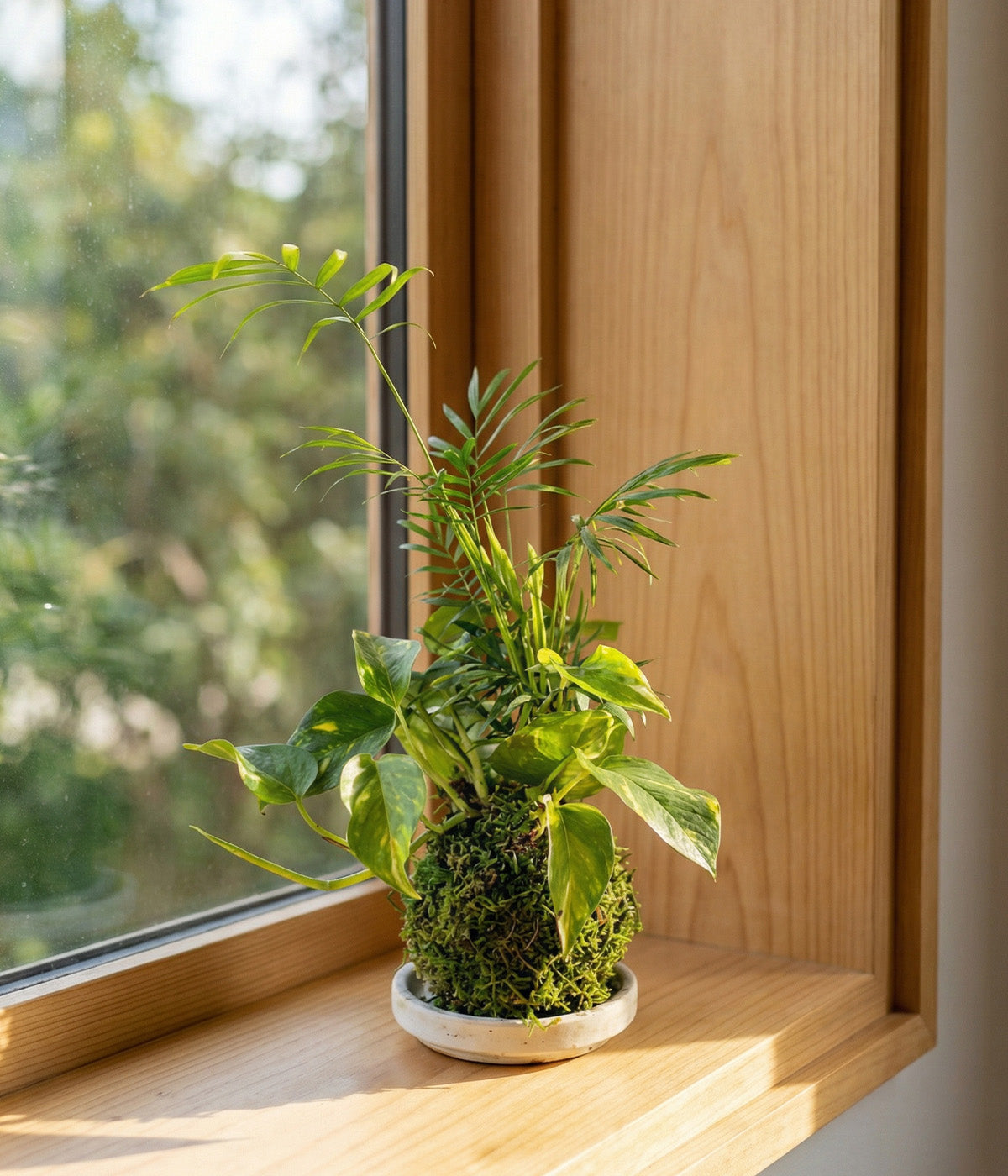 parlour palm house plant Parlor Palm Plant and Golden Pothos Kokedama