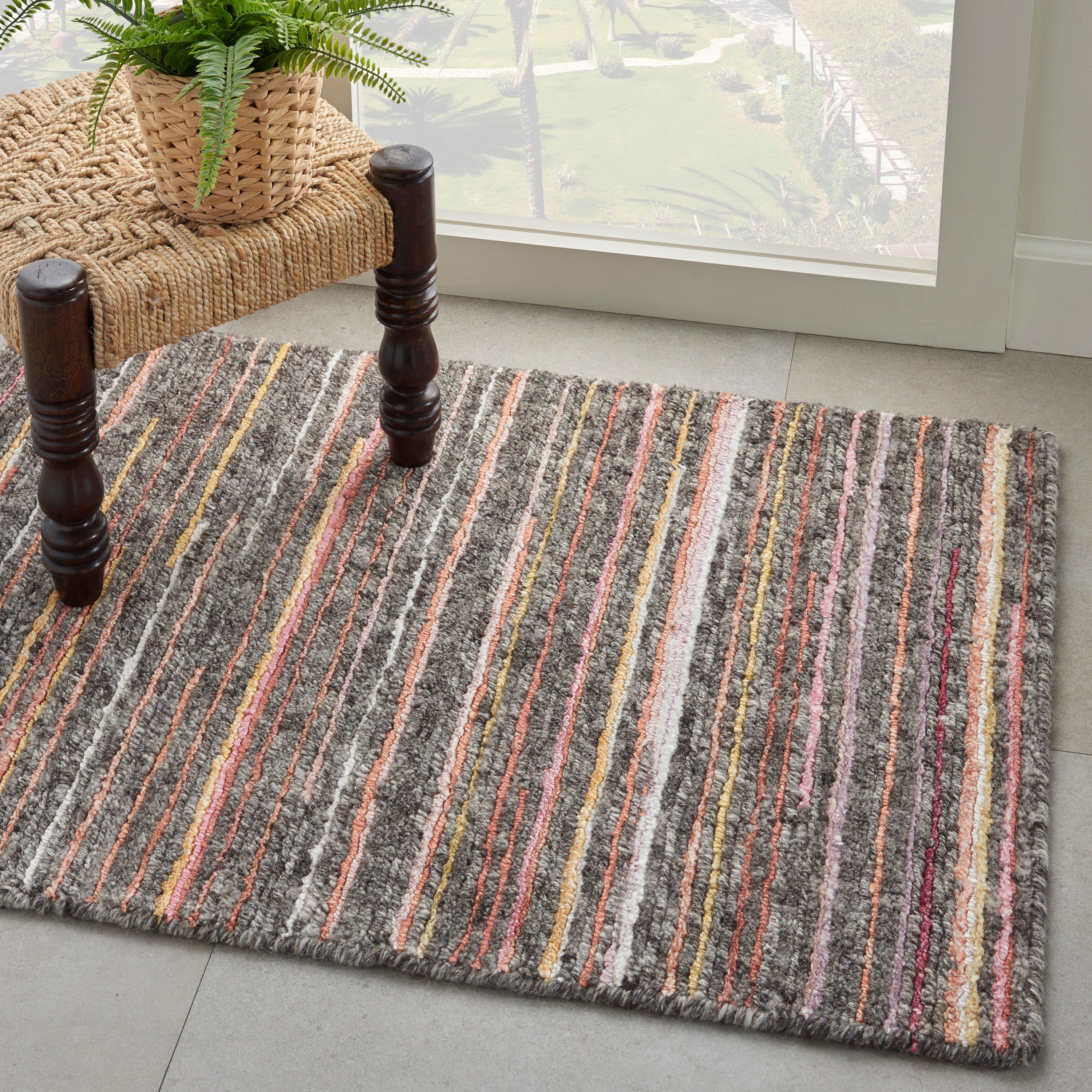 Plateau PAE01 Textured Modern Grey Flame Area Rug