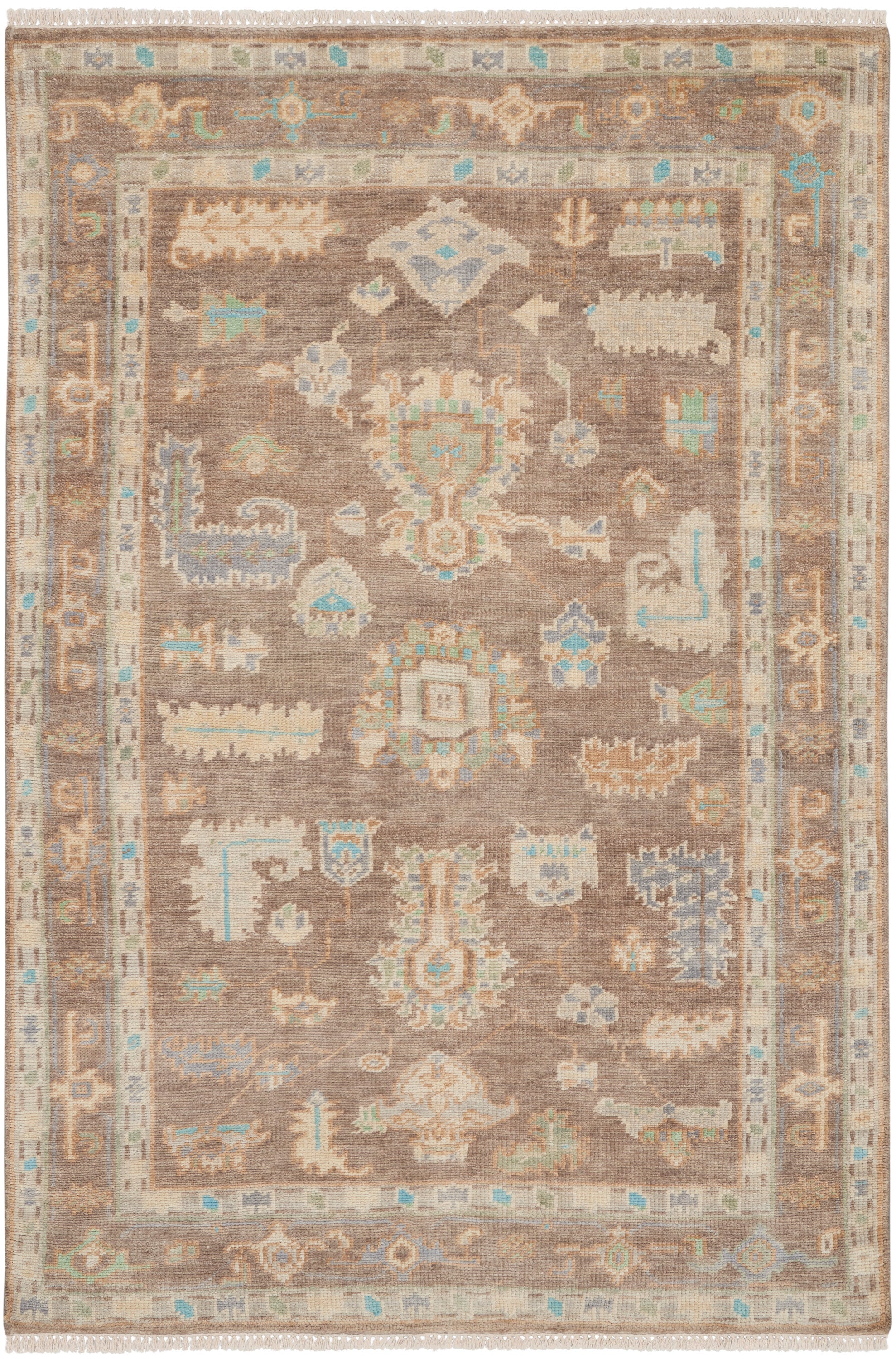 Odessa ODS01 Floral Vintage Ivory Mocha Area Rug